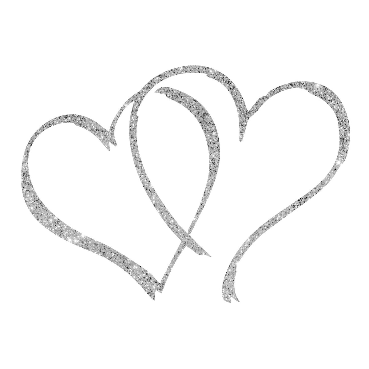 Bargain Max Decals Two Glitter Hearts Silver Window Laptop Car Sticker 3