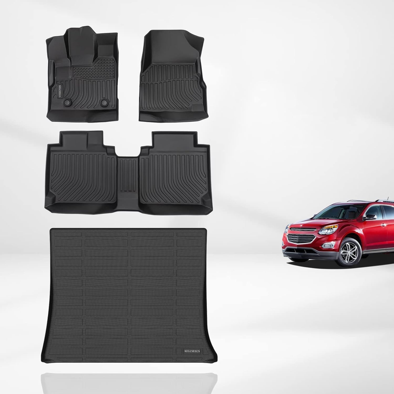 Kelcseecs All Weather Floor Mats & Cargo Liner For 2012 2013 2014 2015 2016 2017 Chevrolet Chevy Equinox & Gmc Terrain/Terrain Denali Car Mats Cargo Mat Floor Liners Trunk Mat Trunk Liner Accessories