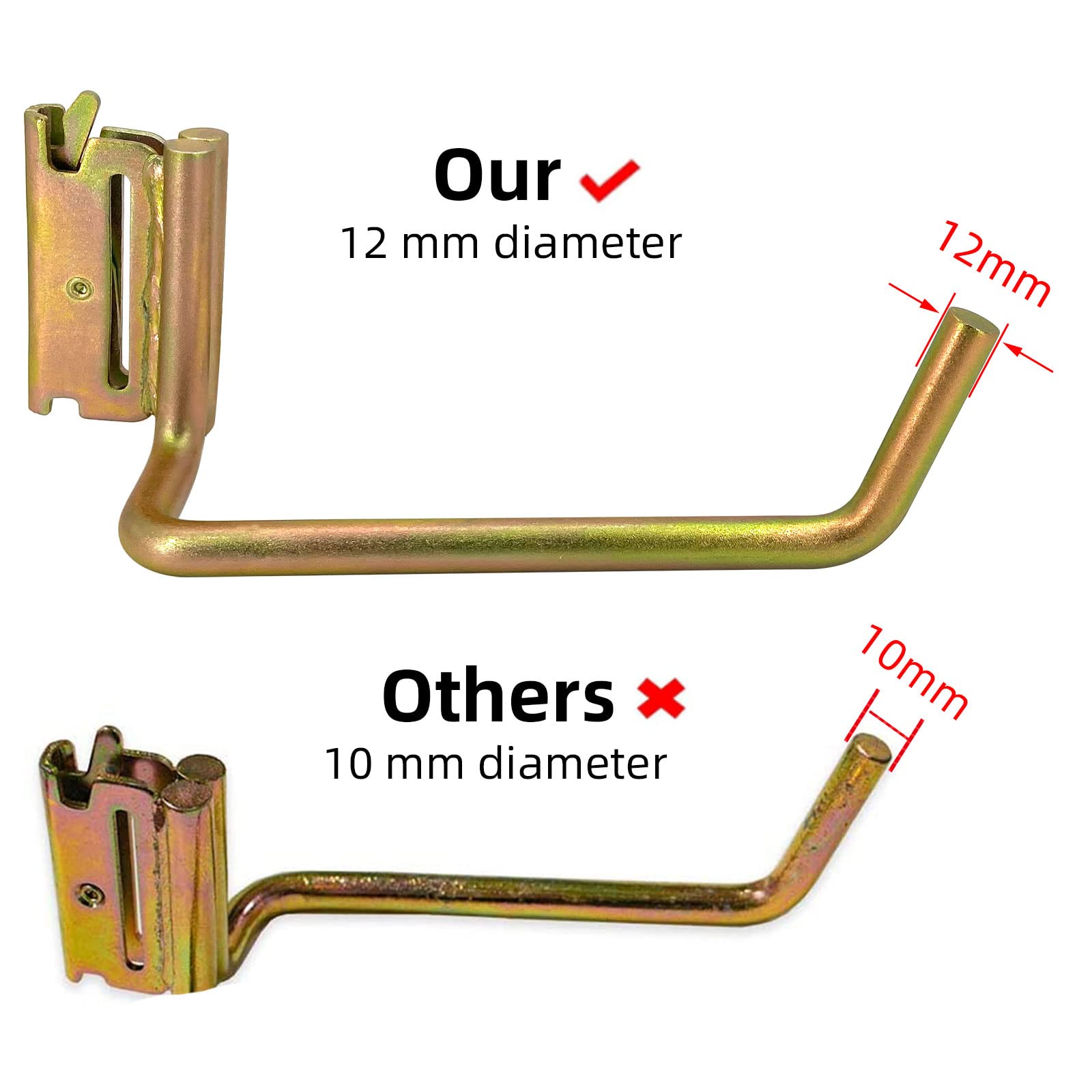 POROHOM 4 Pack E-Track Heavy Duty Shovel Hanger for Store Long Handled Tools, Large Steel Tool Hook TieDown Accessories Cargo Ti