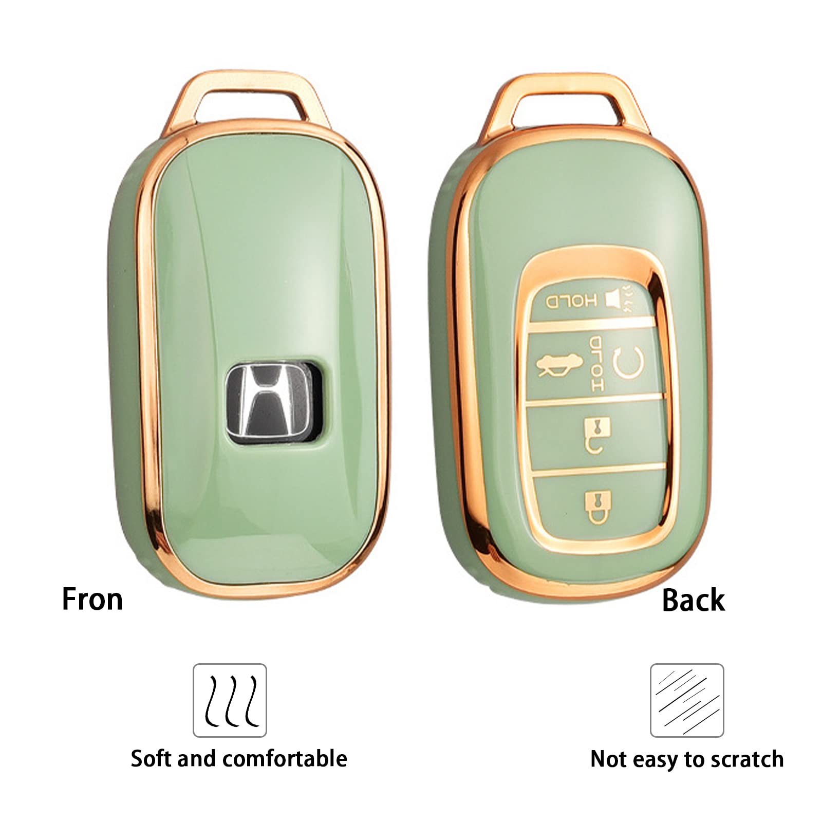 Ft-Bh For 2022 Honda Key Fob Cover With Keychain, For Honda Accord Civic Smart Remote Key Fob Case