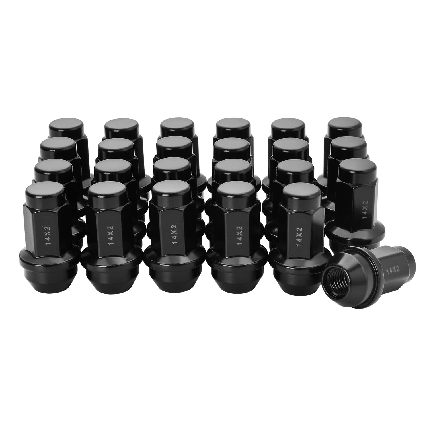 Lichamp 24pcs OEM Lug Nuts 14x2.0 Black Original Factory Cone Seat Style M14x2.0 Lugnuts Compatible with 2000-2014 Ford F150 Exp