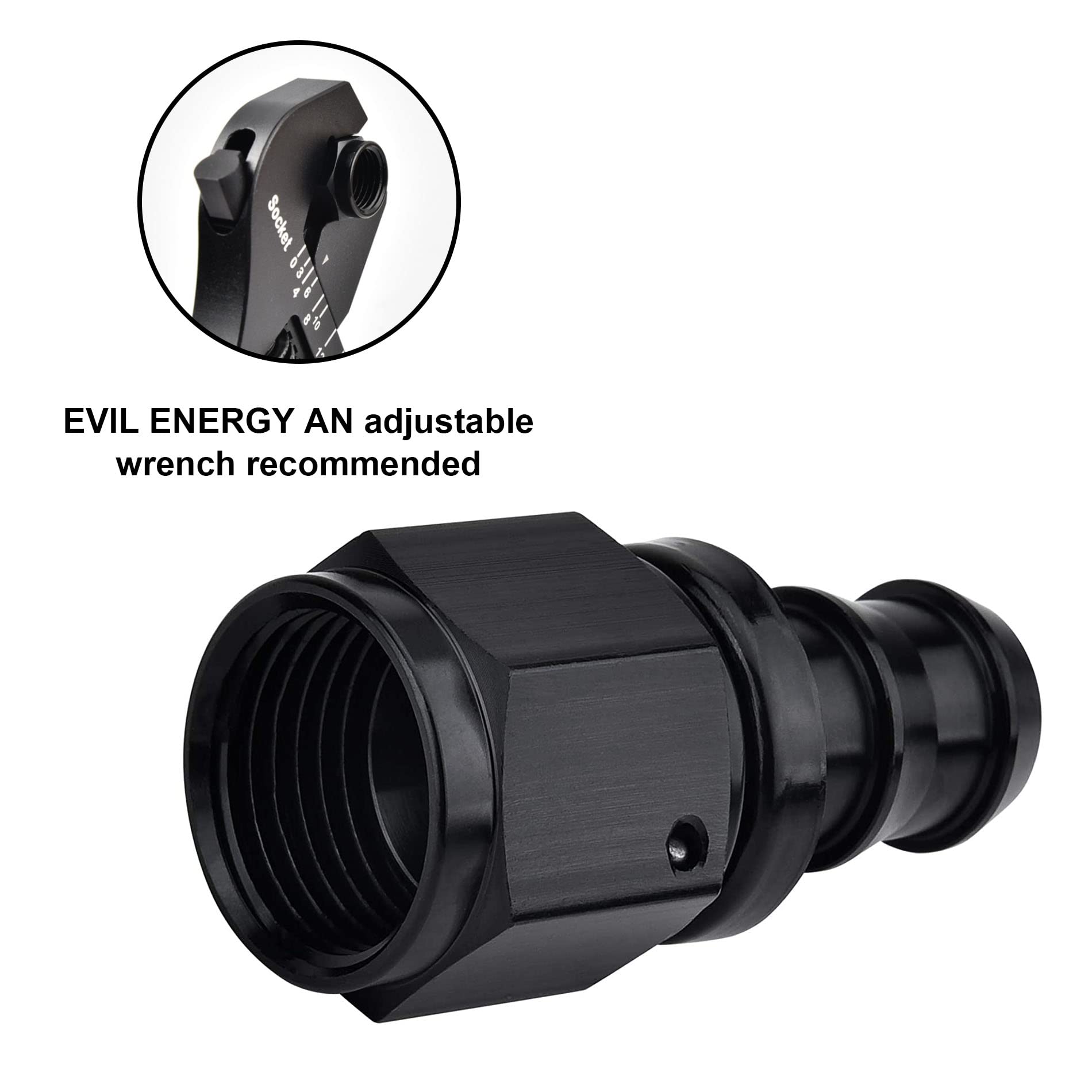 Evil Energy 6An Straight Push Lock Hose Fitting End Black 2Pcs