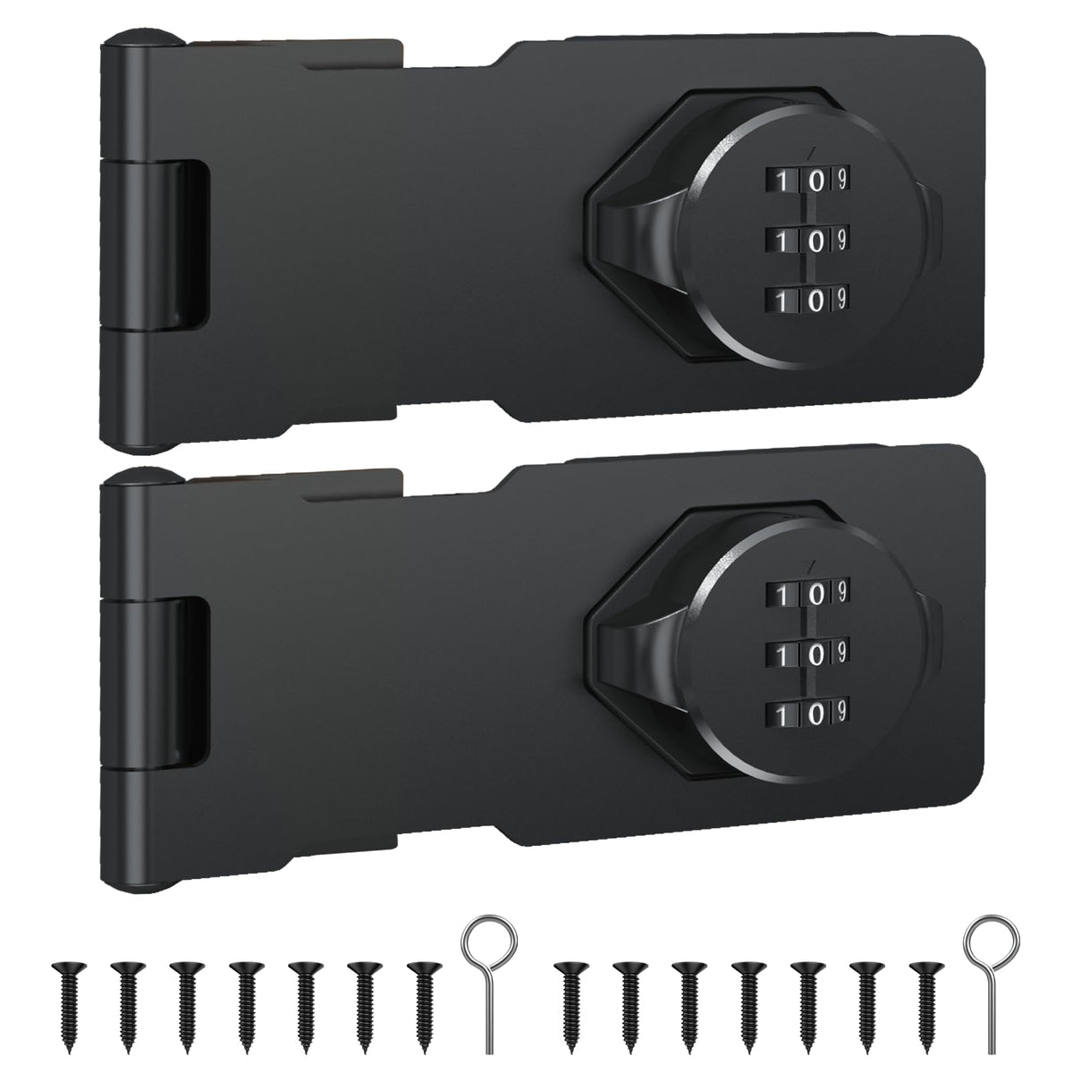 I-Easydww Cabinet Password Hasp Lock, Cabinet Keyless Lock With Screws, Cabinet Combination Lock For Small Door, Cabinets, Barn Door, Bathroom, Outdoor, Garage, Garden, Black, 2 Pack