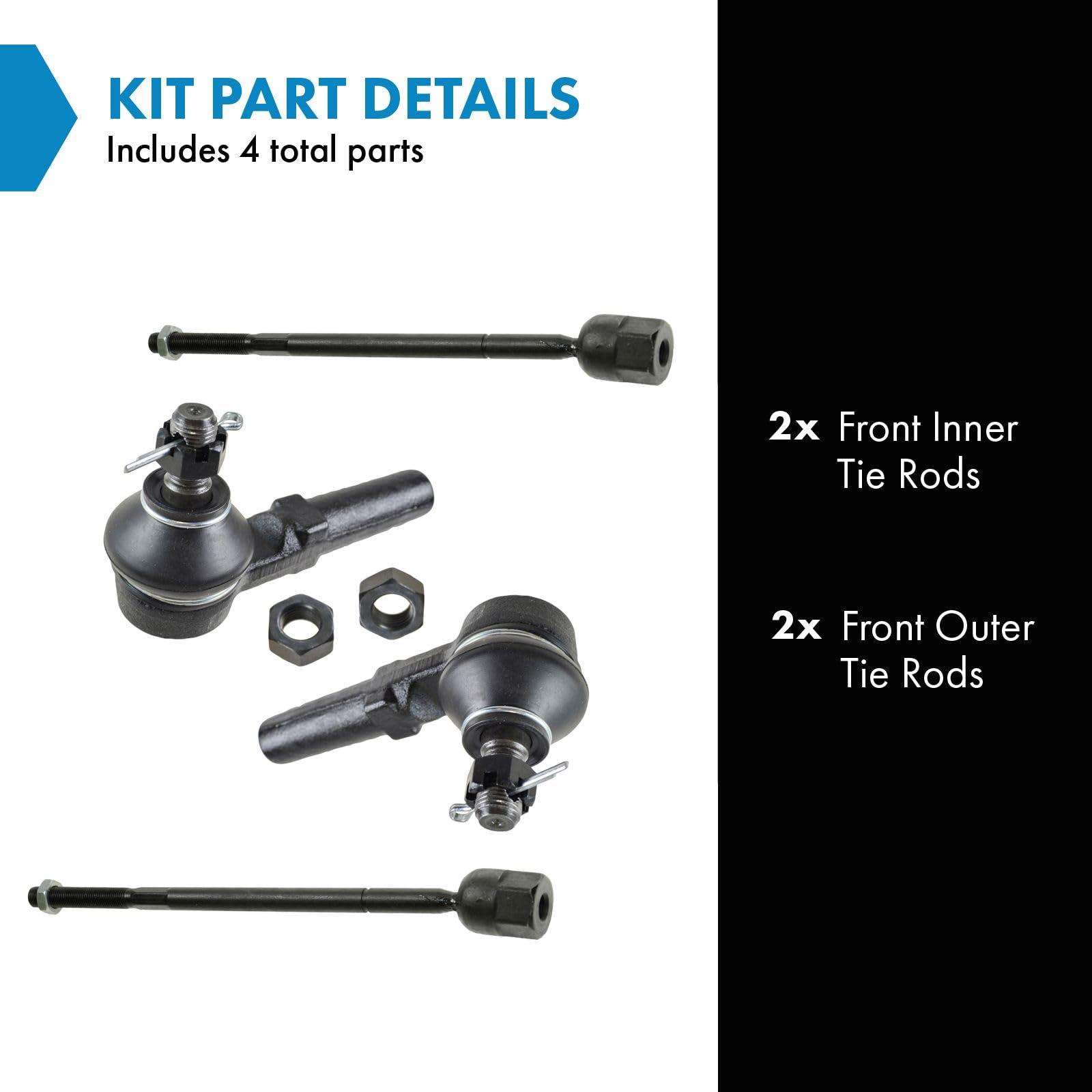 Trq Front Tie Rod Set Compatible With 1993-2002 Mercury Villager Nissan Quest