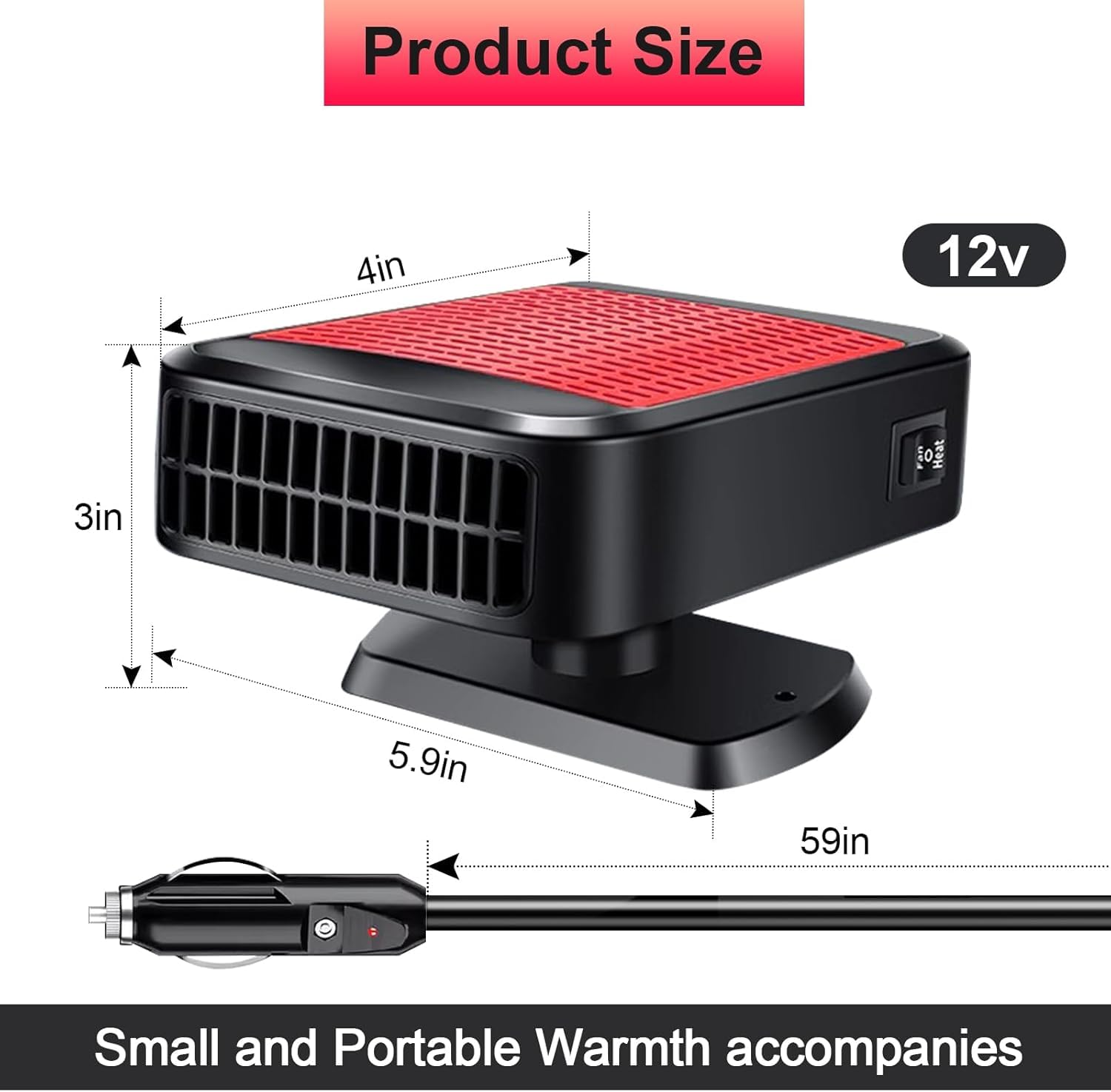 Car Heater,12V 200W Portable Fast Heating Defroster 2 In 1 Automobile Windshield Fast Heaters Car Heater That Plugs Into Cigaret