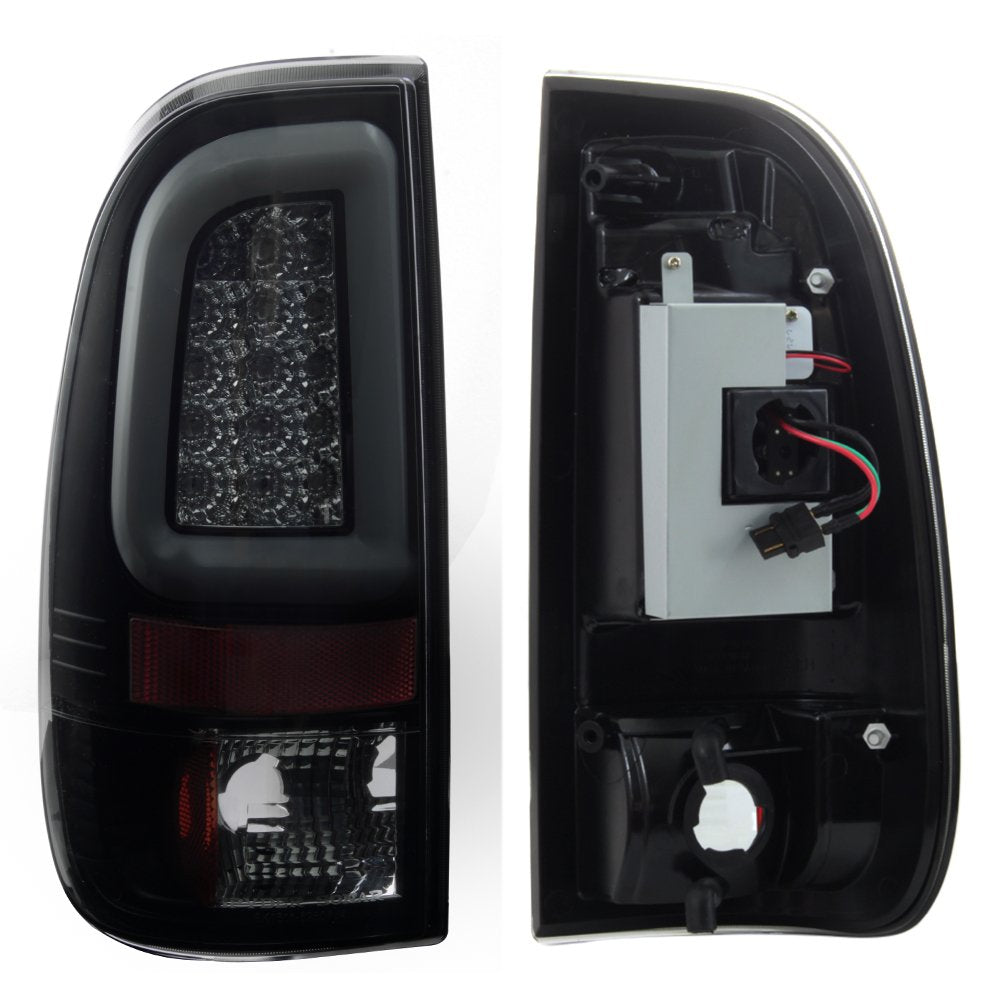 Akkon - [Led Tube] For Black Smoked 1997-2003 F150 | 1999-2007 F250 F350 F450 F550 Superduty Tail Lights Brake Lamps Pair