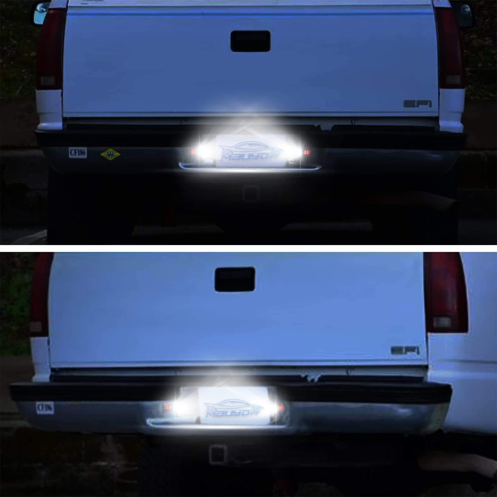 Mbuydiy Led License Plate Light Lamp With Red Oled Neon Tube Compatible With Chevy K1500 C1500 1988-1999, Silverado Sierra 1988-1998, Tahoe Yukon Suburban S10 Chrome Housing 6000K White, Pack Of 2