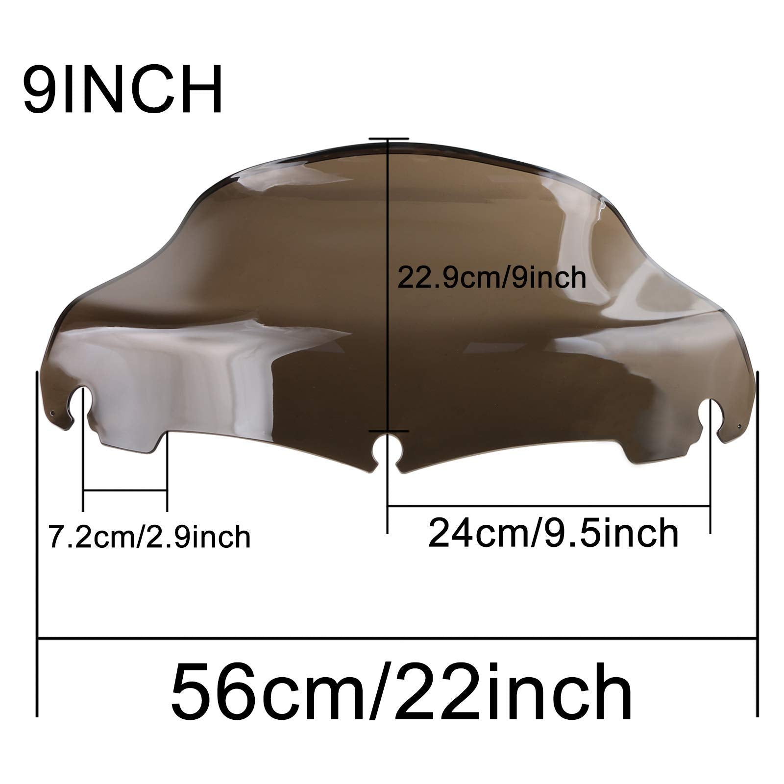 9'' Smoked Dark Wave Windshield Windscreen Wind Splitter Fit For Harley Touring Electra Glide Street Glide 2014 2015 2016 2017 2