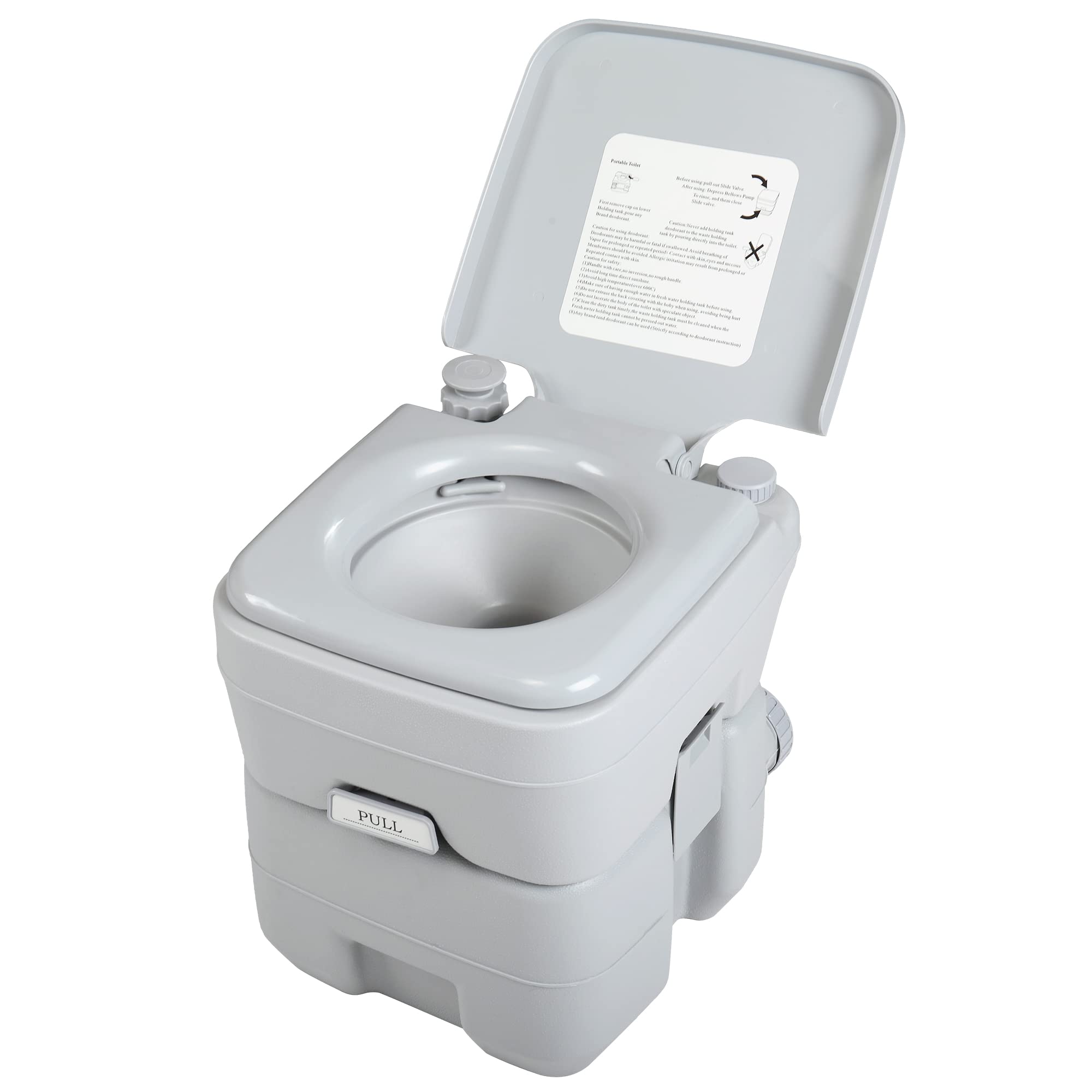Jaxpety 5.3 Gallon Camping Toilet Portable Travel Toilet W/Sealing Slide Valve, Anti-Leak Water Pump, Carry Handle, Large Capaci