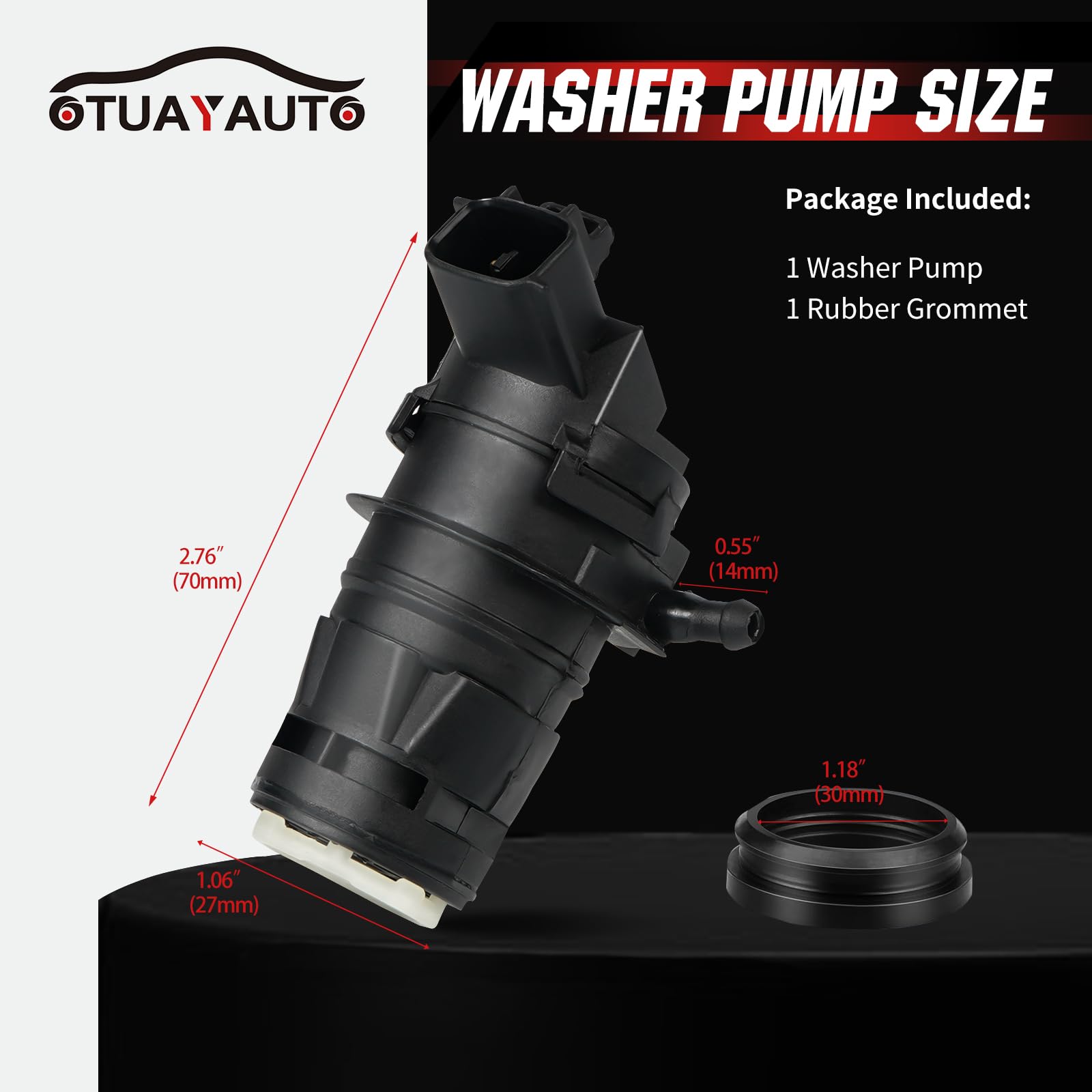 Otuayauto 85330-60190 Windshield Washer Pump With Grommet Replacement For Toyota, Lexus, Subaru, Mazda, Nissan, Acura, Honda Rep