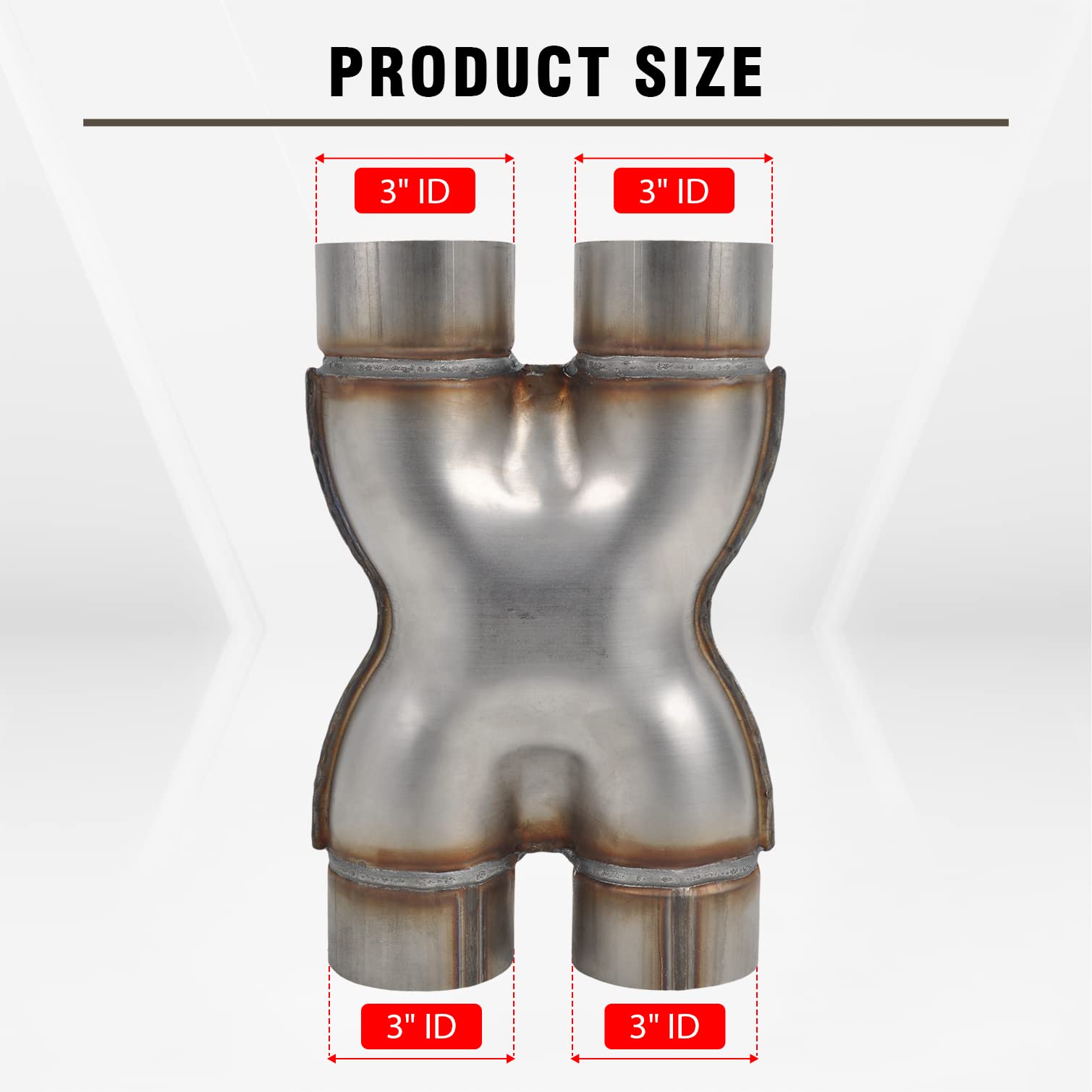 Fgjqefg T409 Stainless Steel X Pipe 3'' Inch Id Dual To 3'' Inch Id Dual Stamped Exhaust Adapter Connector, Crossover X-Pipe,Overall Length: Approx. 12, Universal
