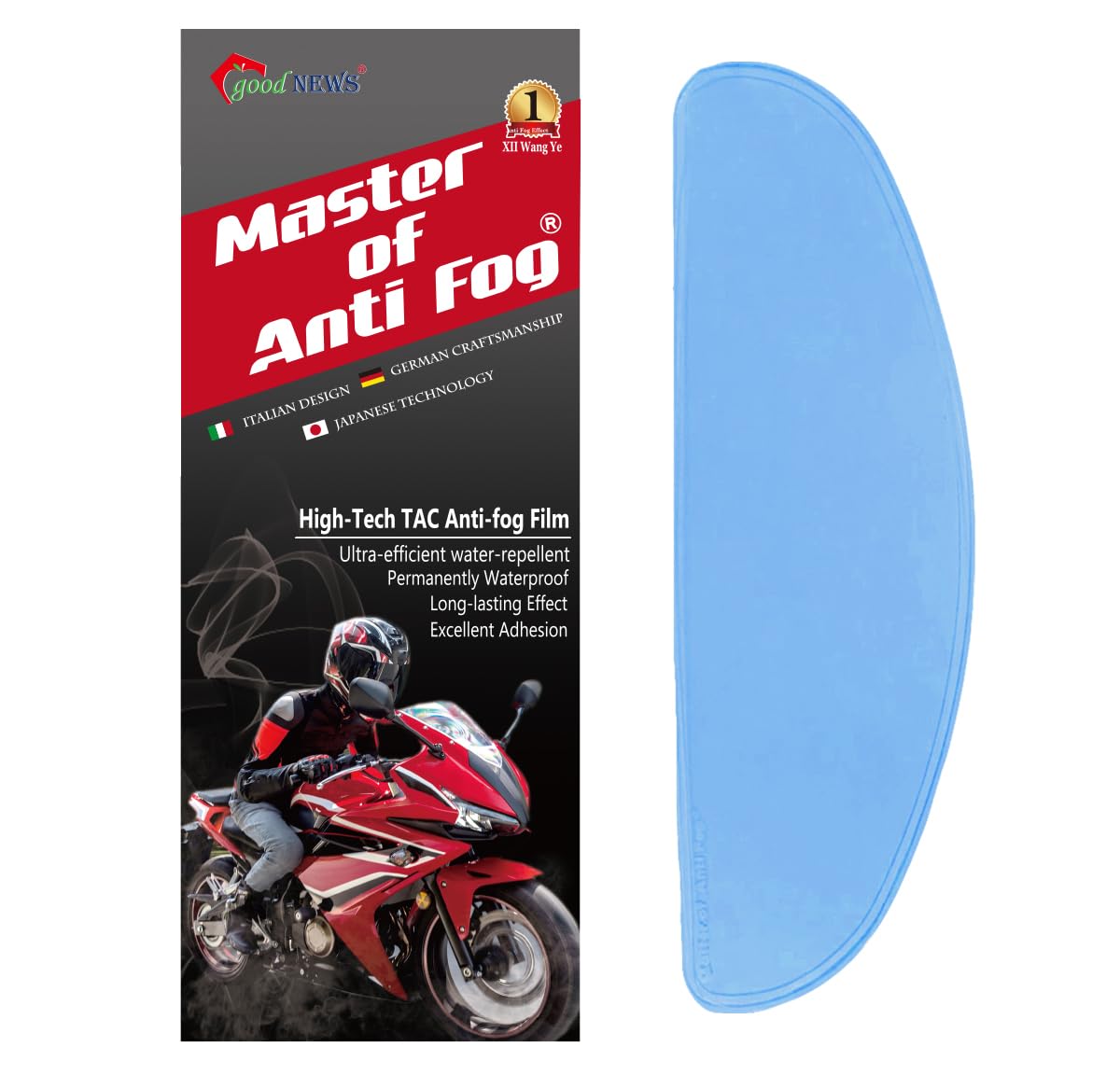 Xii Wy Universal Motorcycle Full Face Helmet Shield Anti Fog Film Polarized Blue Visor Lens Insert Fog Resistant Waterproof Stic