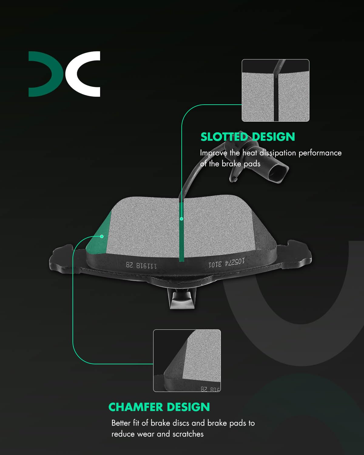 SCITOO Disc Brake Pads Kits D1111-7796 Semi Metallic Front Brake Pads Set Fit For Audi For A4 2005-2009,For Audi For A4 Quattro