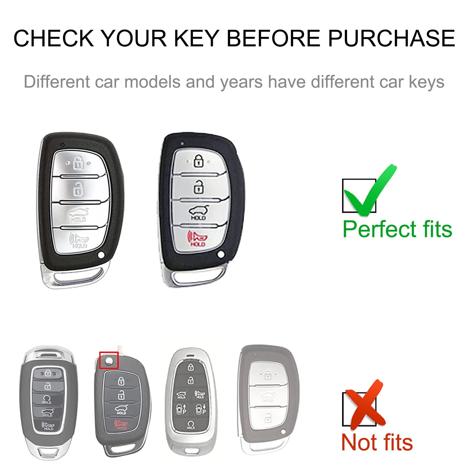 Cacarlike For Hyundai Key Fob Cover With Hyundai Keychain, Car Key Fob Case Compatible With Hyundai Elantra Gt Ioniq Sonata Tucs