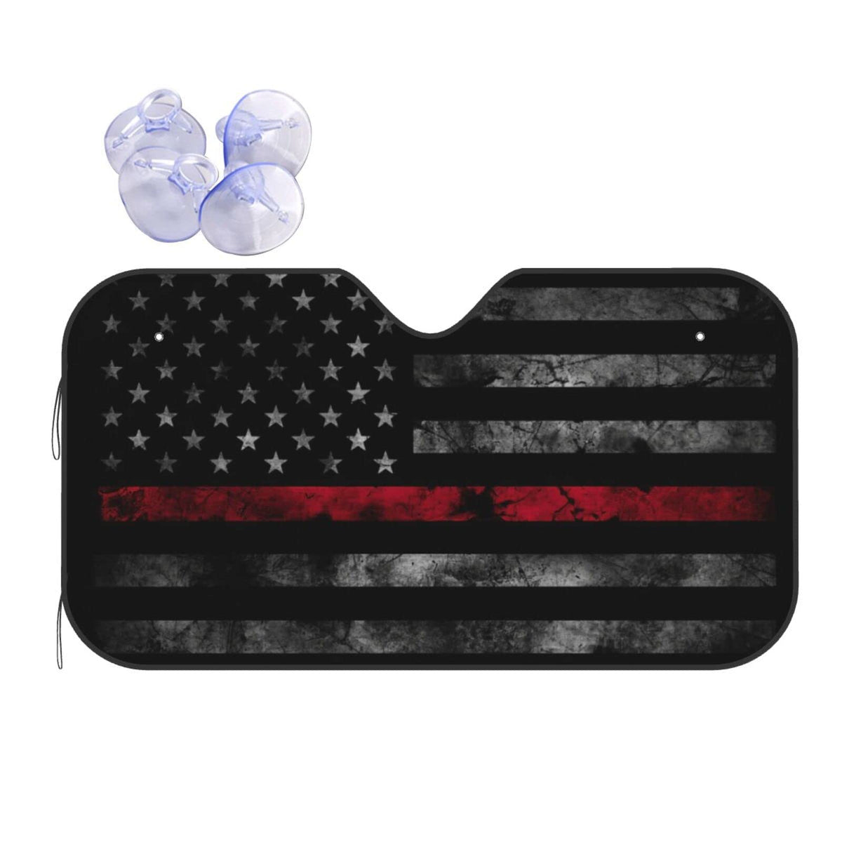 Faded Firefighter Red Line Redline American Flag Windshield Sun Shade Front Protector Folding Car Sun Visor Blocks Uv Rays Keeps