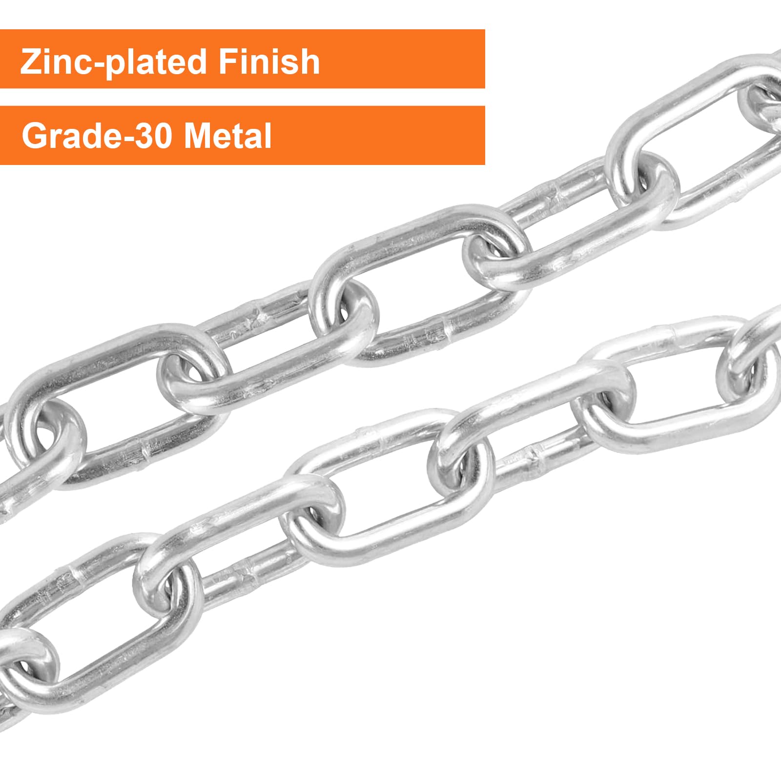 Teukriga 3/16'' X 27'' Grade 30 Steel Boat Trailer Safety Chain With Spring Clip Hooks 35,00 Lbs, 2 Pcs (3/16'' X 27'')