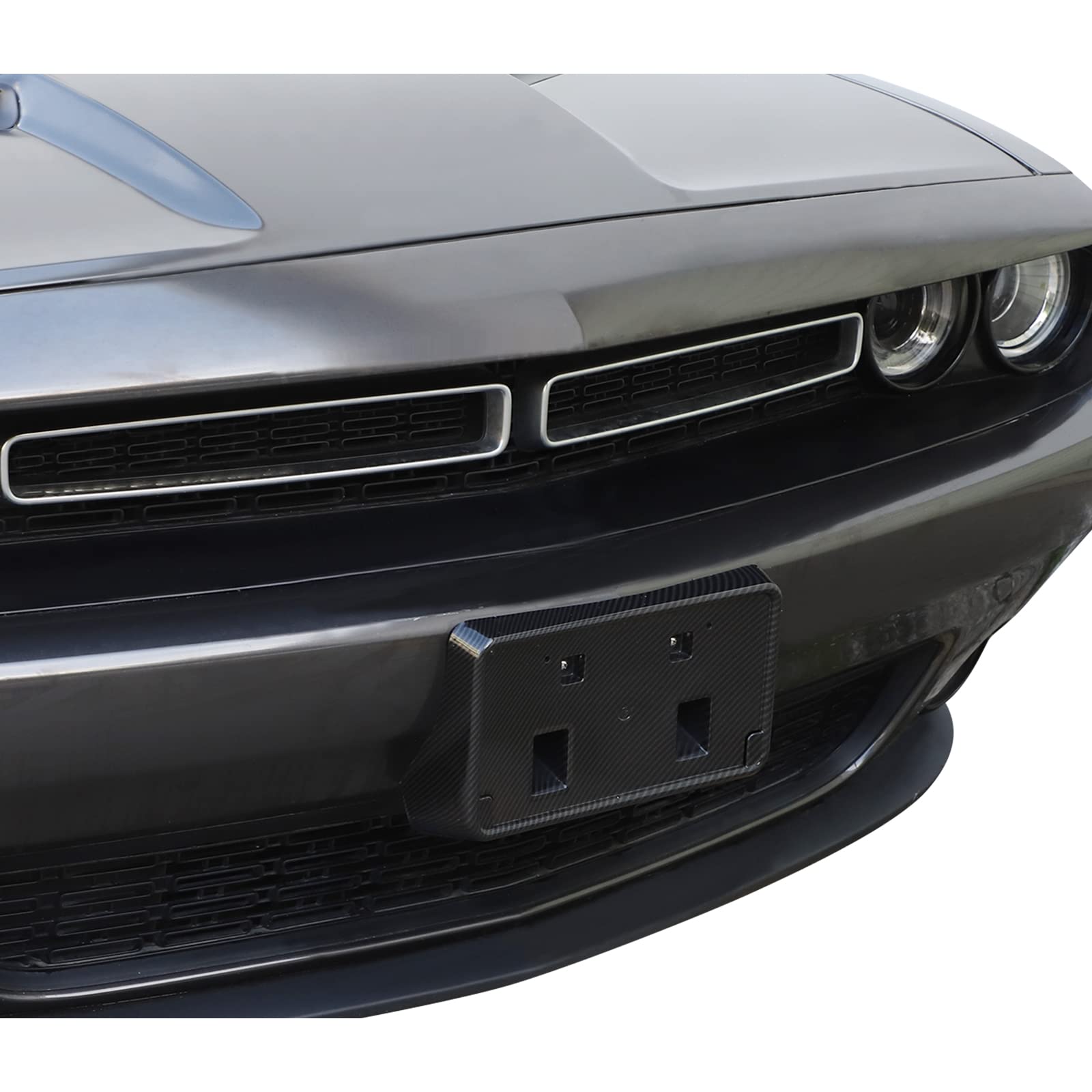 Voodonala For Challenger Front License Plate Mounting Bracket For 2010-2023 Dodge Challenger, Abs Carbon Fiber