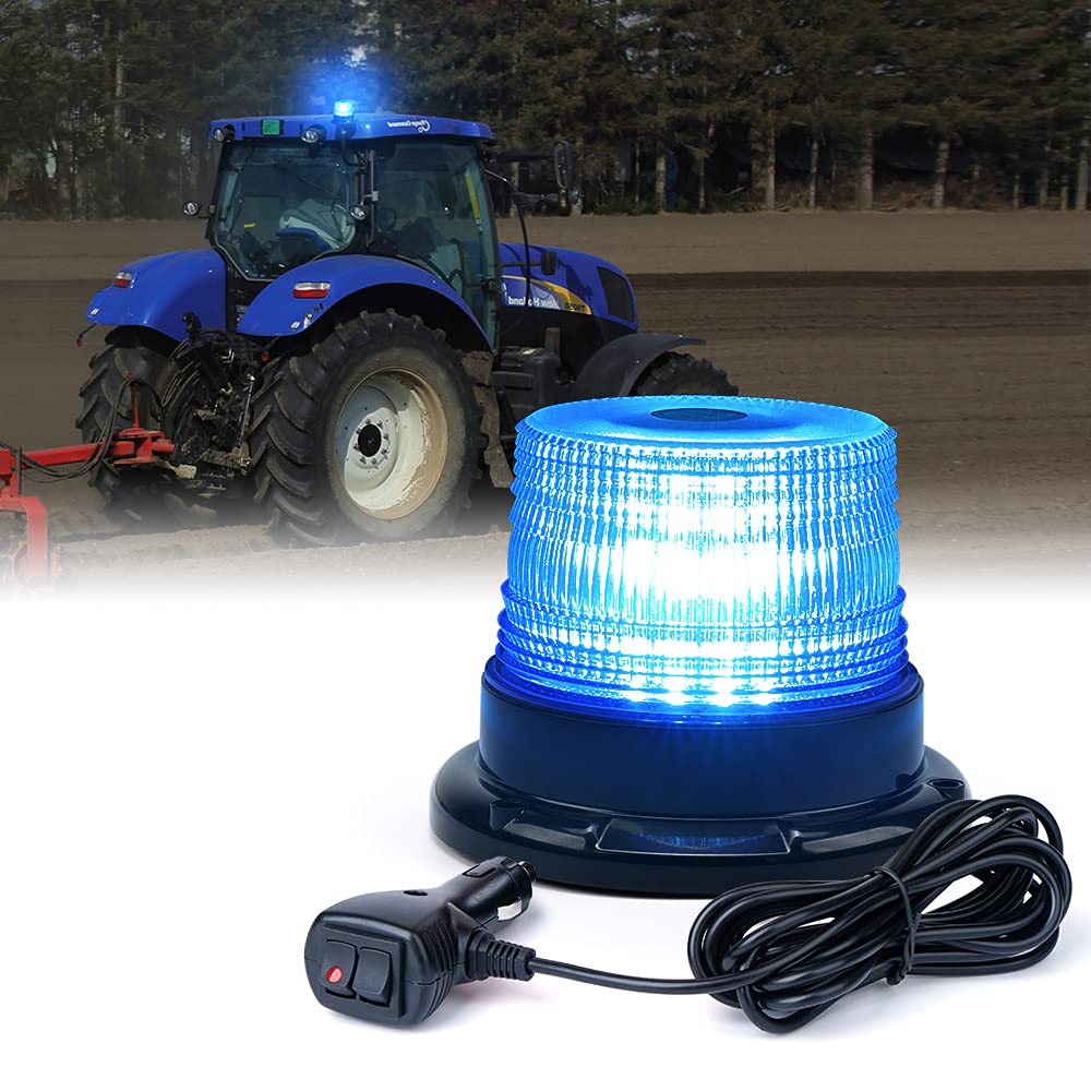 Xprite Blue Led Rooftop Beacon Strobe Light W/Magnetic Base Warning Safety Police Flashing Lights For Law Enforcement Vehicles F