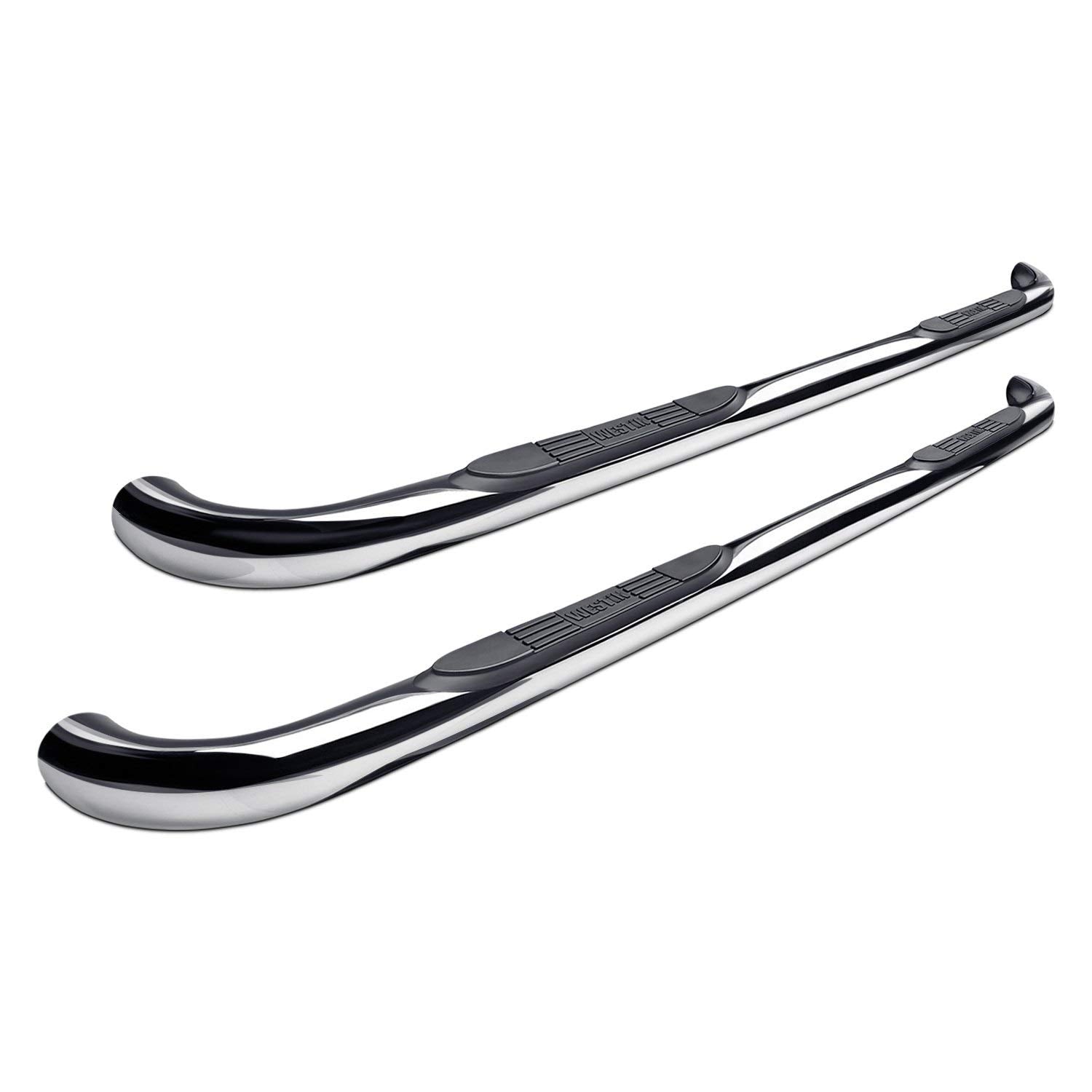 Westin 23-4110 E-Series 3 Round Nerf Bars Fits 2019-2024 Silverado Sierra 1500 Standard Cab Stainless Steel Pair