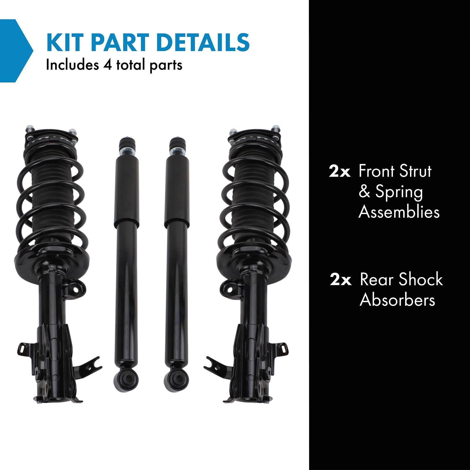 Trq Front And Rear Complete Strut Assembly & Shock Absorber Kit Compatible With 2012-2015 Honda Civic