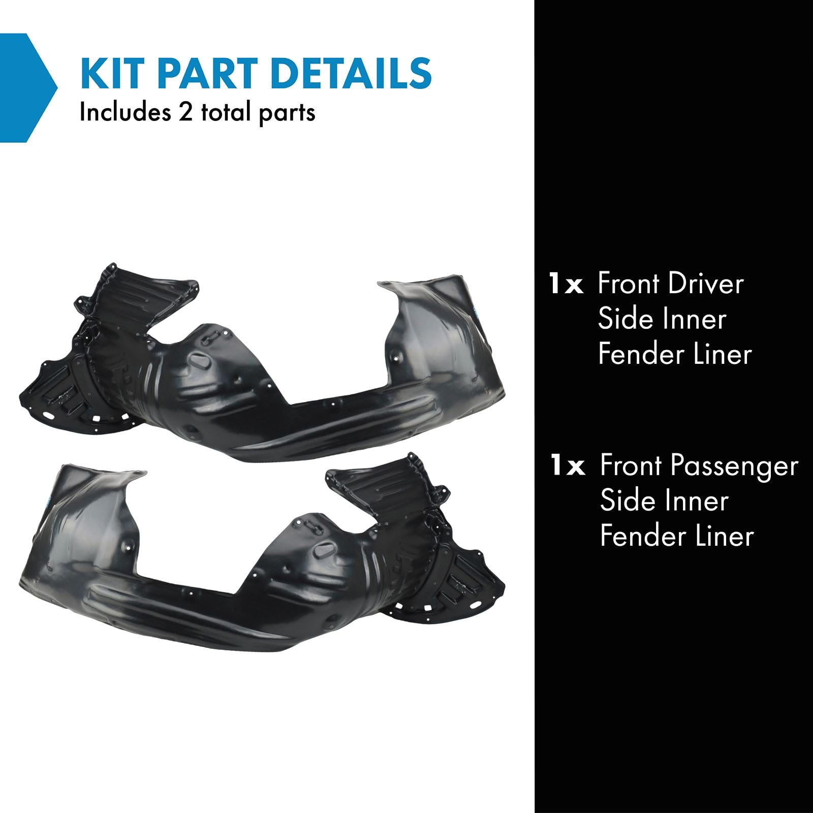 Trq Front Inner Fender Liner Set Compatible With 2011-2013 Honda Odyssey Ho1248141 Ho1249141