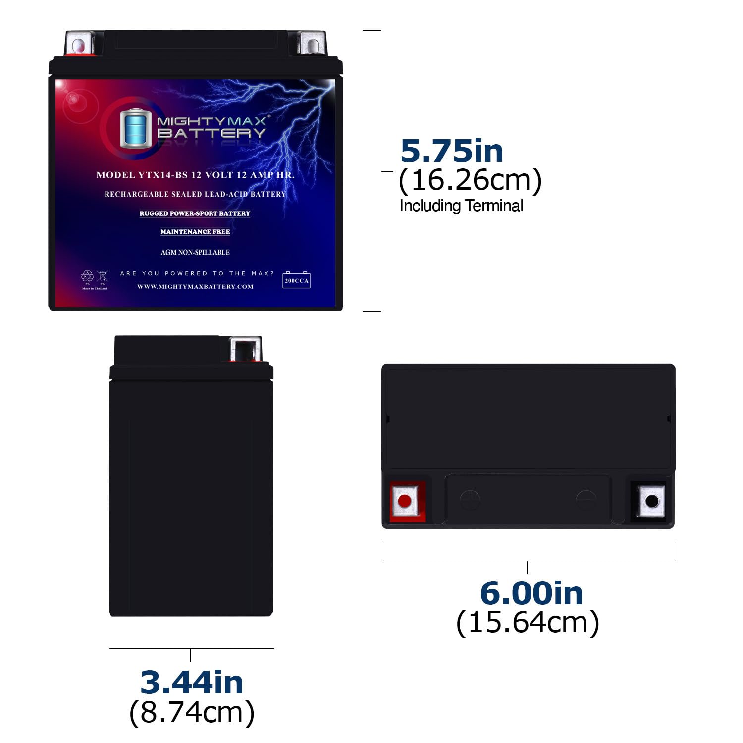 Mighty Max Battery YTX14-BS Battery for Suzuki 650 AN650 Burgman 2003-2014 Brand Product