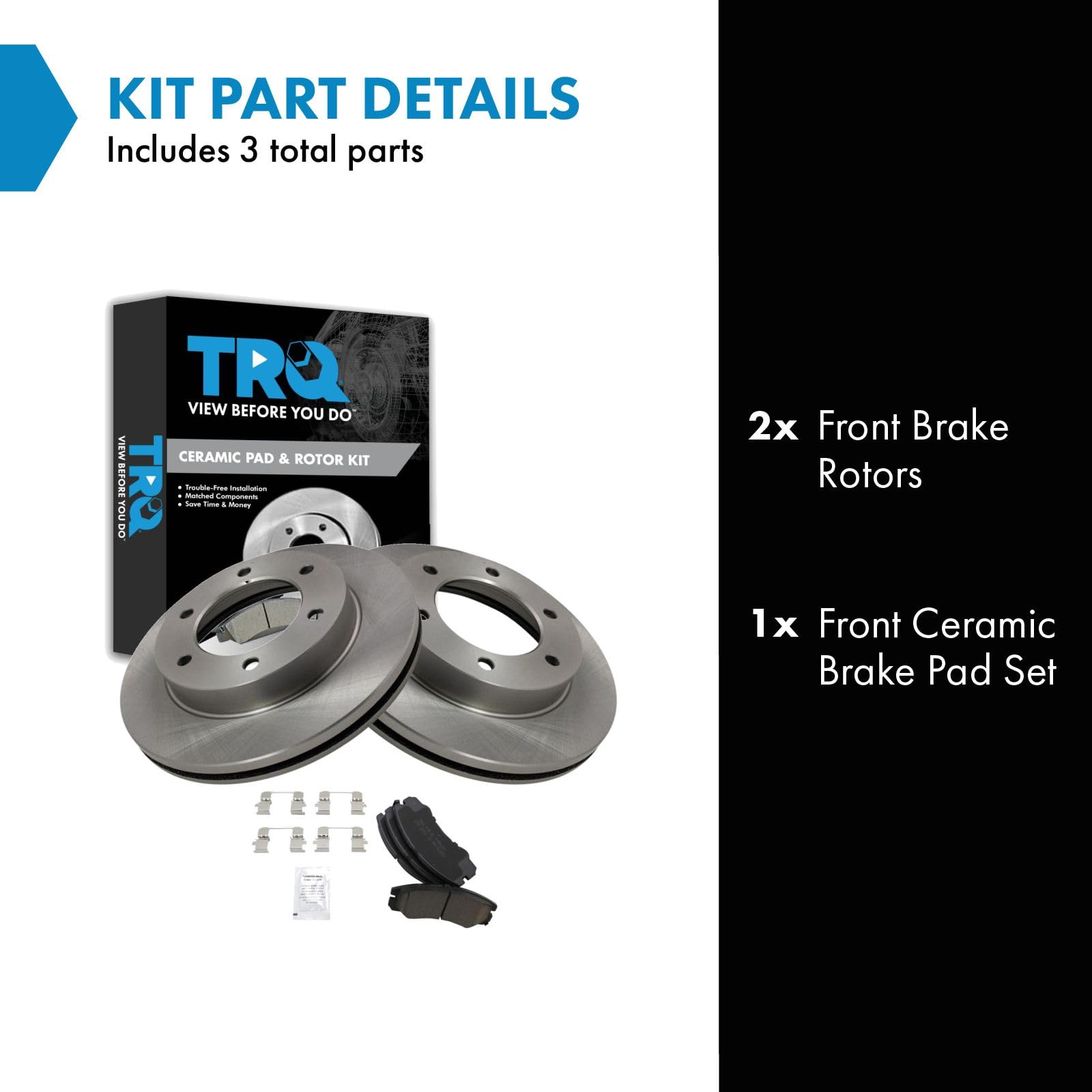 Trq Front Brake Pad & Rotor Kit Brake Pads Brake Rotor Ceramic Compatible With 2002-2004 Isuzu Axiom
