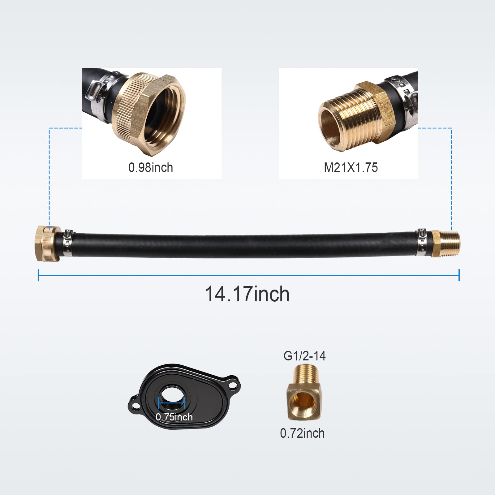 Carmocar 6.0L Oil Cooler Flush Kit With Black Aluminum Anodize Adapter Replacement For Ford 2003 2004 2005 2006 2007 2008 2009 2