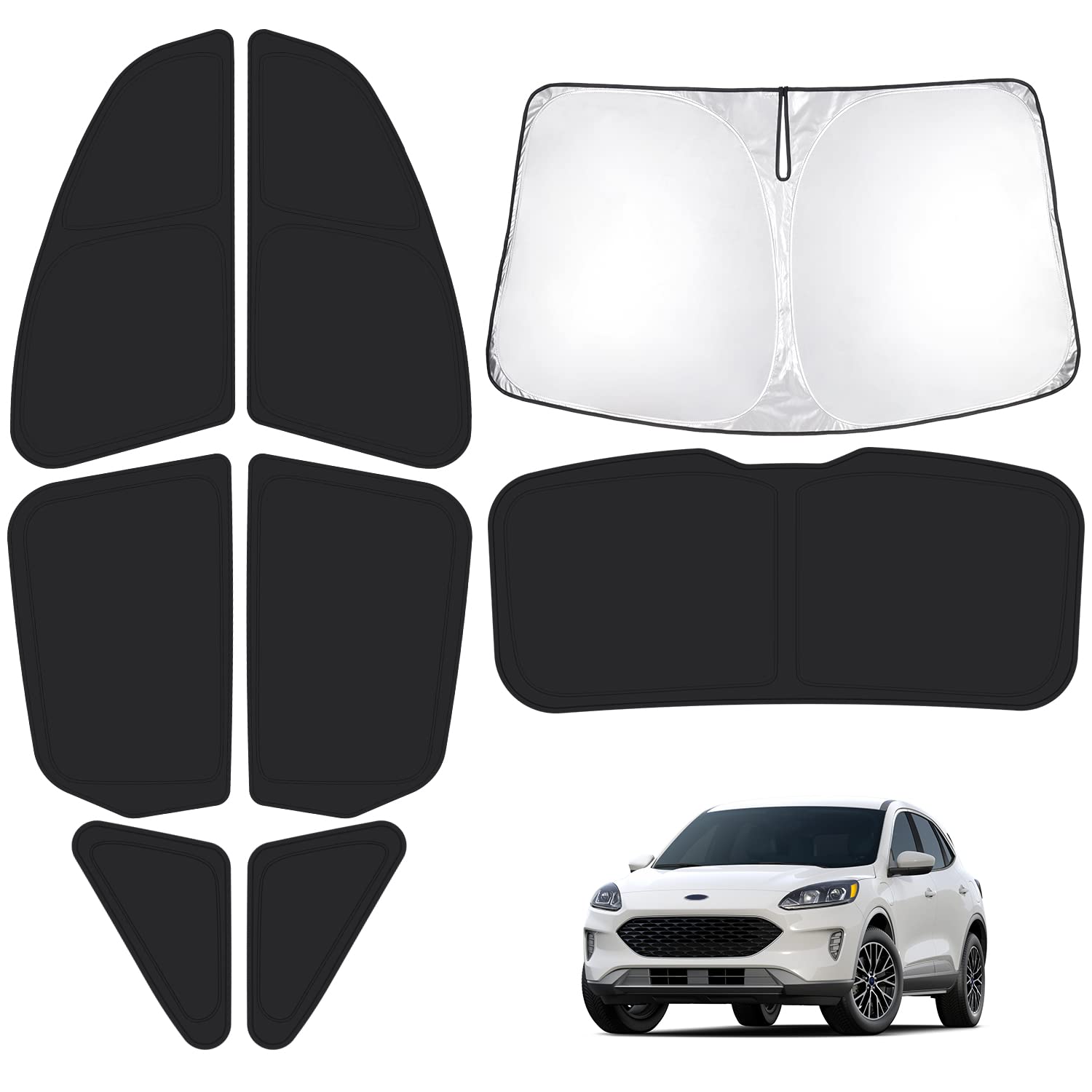 T TGBROS Window Shades for Ford Escape 2020-2025 Windshield Side Rear Window Full Set Car Window Shades Privacy Foldable Black O