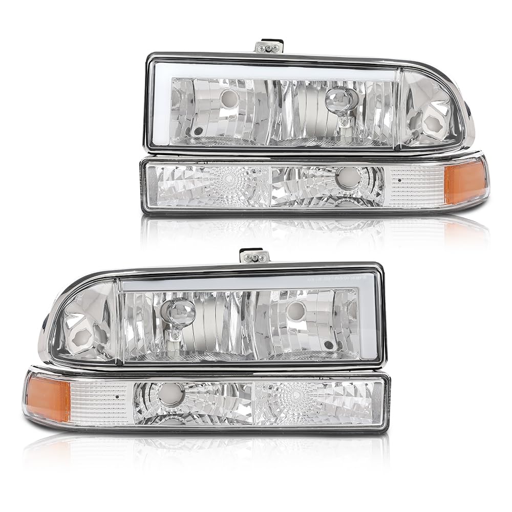 Cheda Led Front Headlights Assembly Headlamp Compatible With Chevy Blazer 1998-2005 & Fit Chevy S10 Pickup 1998-2004 Clear Lens