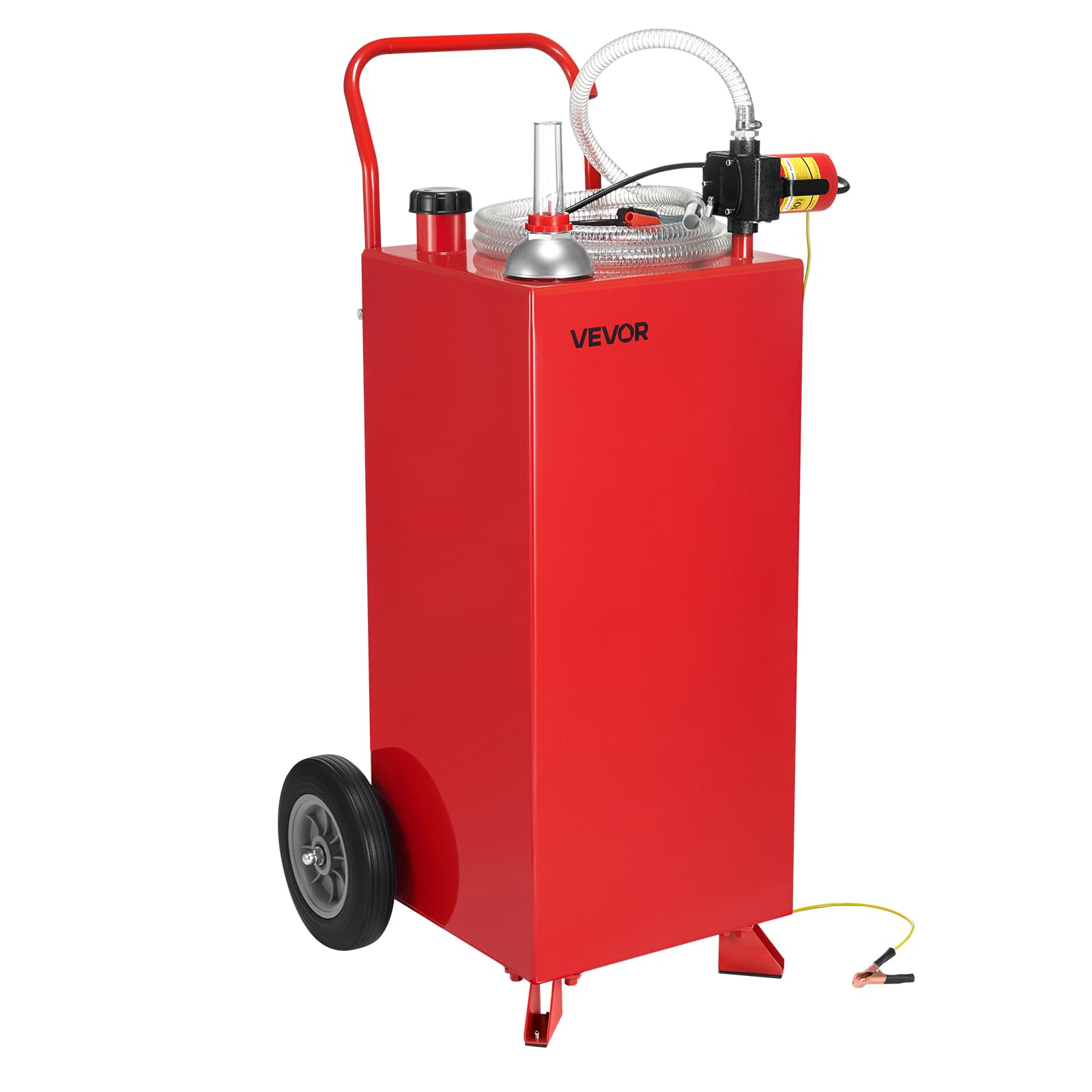 VEVOR 30 Gallon Gas Caddy, Max Flow 32L/min, Diesel Tank with Electric Pump, Diesel Storage Tank with 2 Wheels & 10 ft Hose, Gas