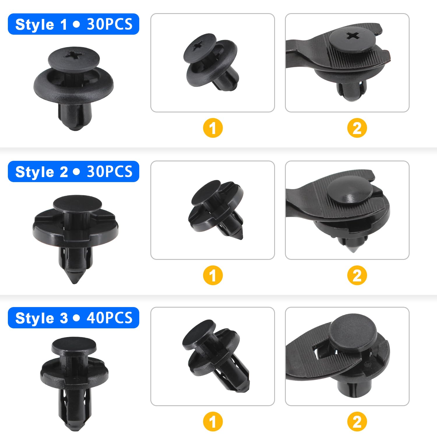 100pc Nylon Fasteners for Subaru Clips Bumper Rivet Fender Liner Retainers Replace #90914-0007, 90913-0067, 90914-0051 Screws Ki