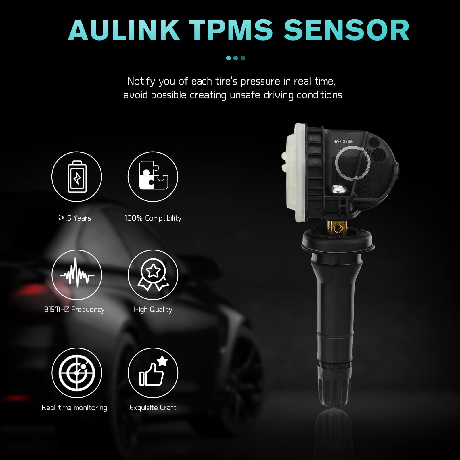 AULINK F2GT1A180AB TPMS Tire Pressure Monitoring Sensor for 2015-2020 Ford F-150 Edge Ranger Flex Mustang Explorer Lincoln MKS M