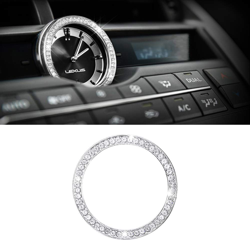 Carfib Car Interior Bling Accessories For Lexus Nx Nx200 Nx300 F Sport Awd Fwd Clock Ring Time Decals Stickers Covers Cap Parts Decoration Trim Men Women Zinc Alloy Crystal Sparkly Cute Silver