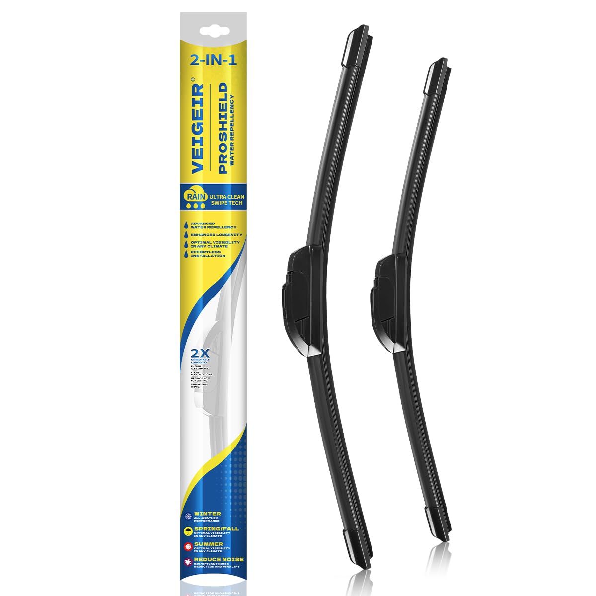 Veigeir 22Inch - 2 Pack Windshield Wiper Blades For My Car Universal J/U Hook Front Oem Quality Automotive Replacement Blades 22