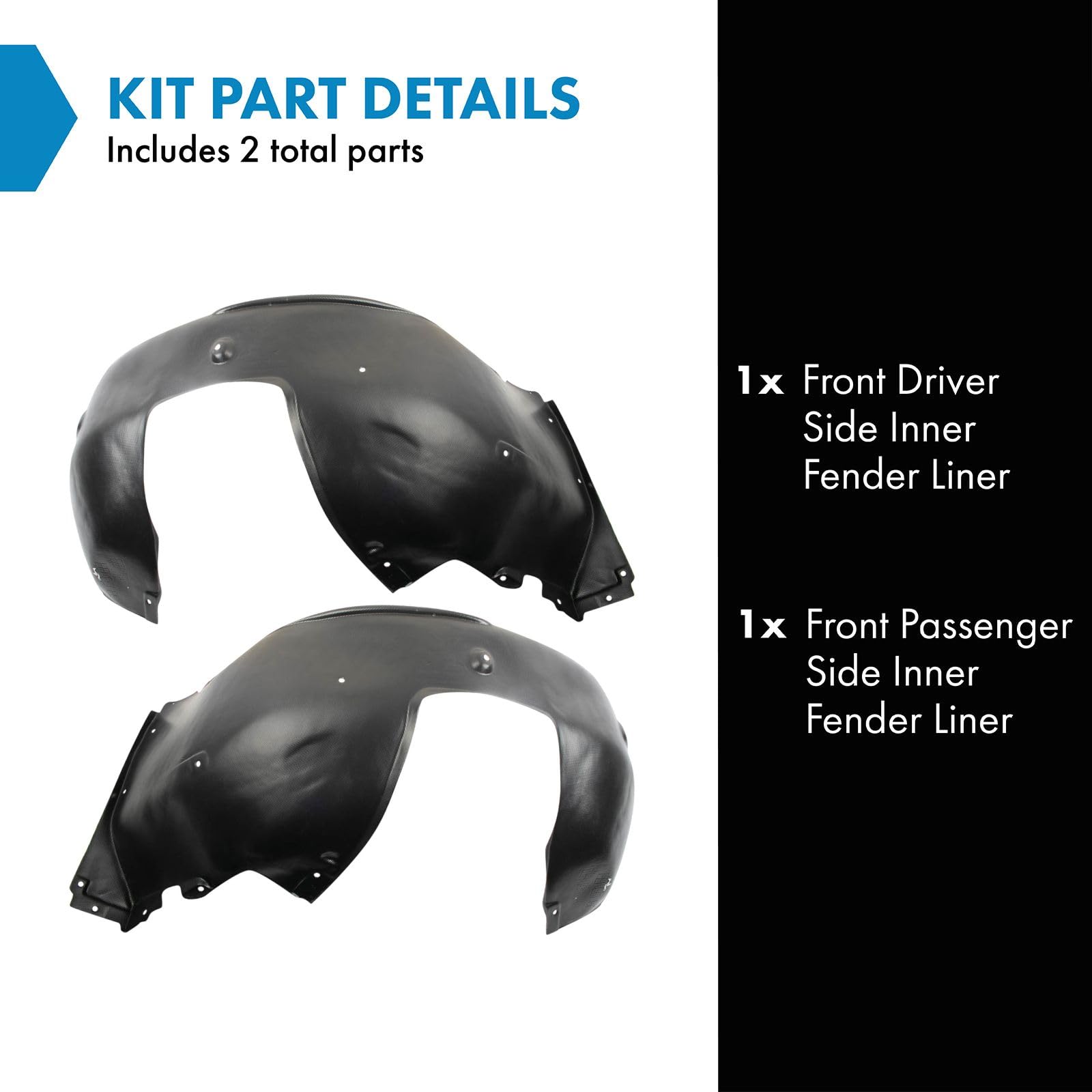 Trq Front Inner Fender Liner Set Compatible With 2001-2003 Bmw 525I 1997-2000 528I 530I 1997-2003 540I Bm1250104 Bm1251104