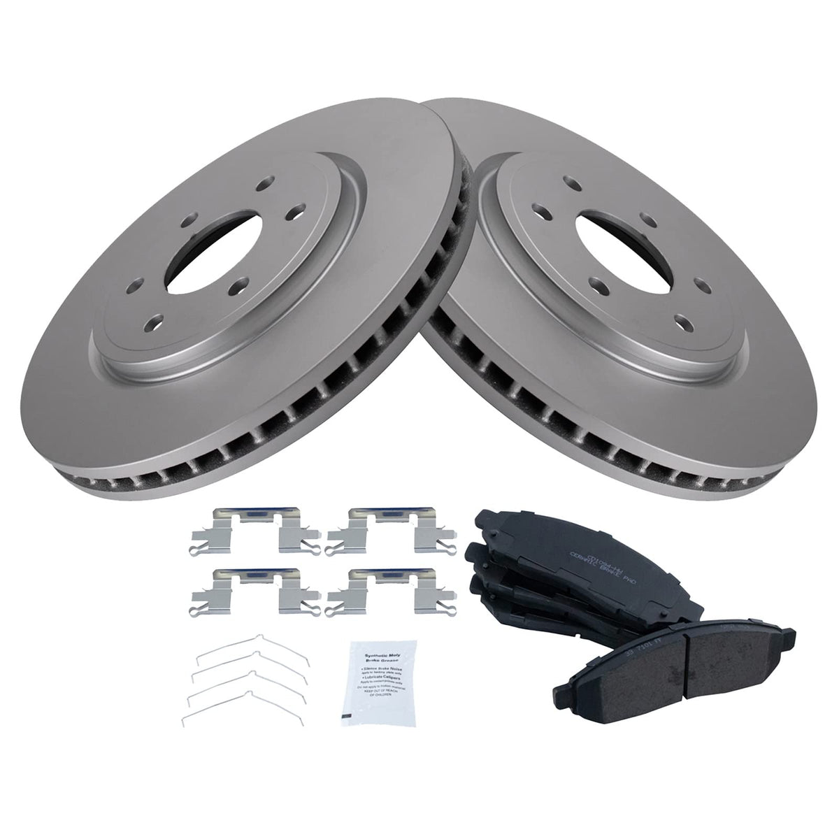 Trq Front Brake Pad & Rotor Kit Brake Pads Brake Rotor Ceramic Premium G-Coated Compatible With 2005-2021 Nissan Frontier 2005-2