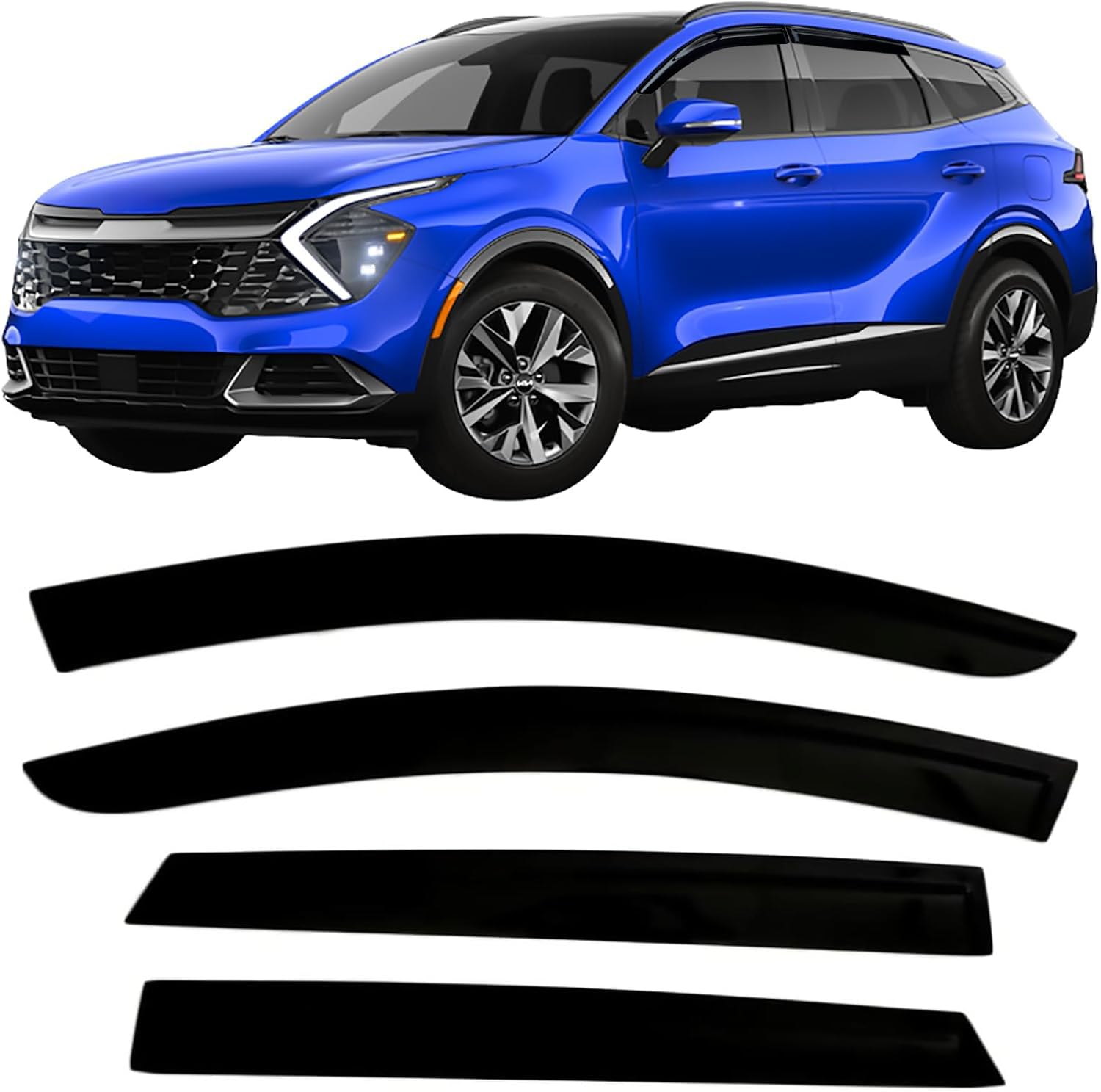 2023-2025 Tape-On Rain Guards For Kia Sportage Side Window Deflector Visors Lx Ex Sx Prestige X-Pro X-Line Durable Tinted Vent S