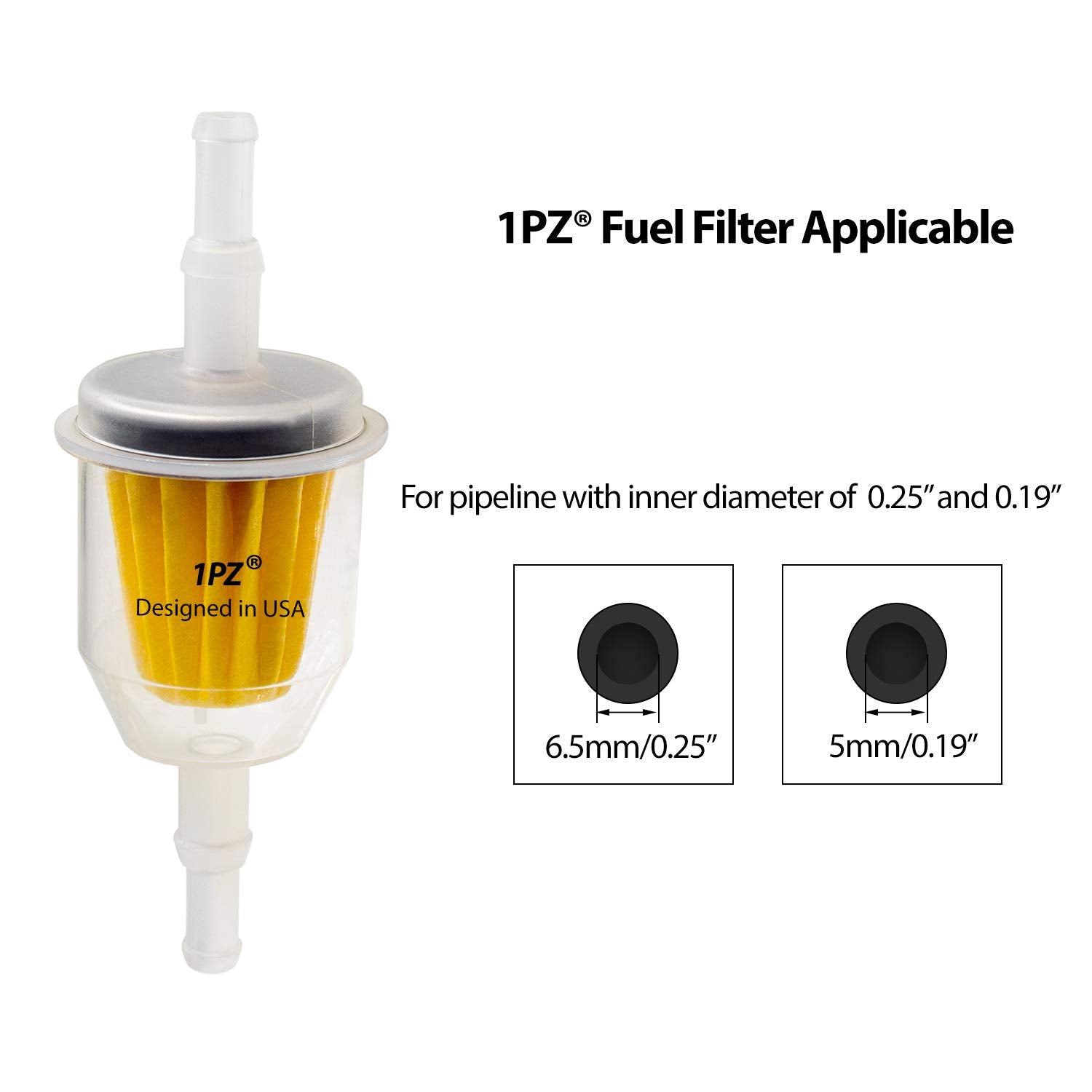 1Pz Gl5-C20 3/16 & 1/4 Inch Id Gas Fuel Line Tubing Hose Clamps And Fuel Filter Set For Kawasaki Kohler Briggs & Stratton Small Engines