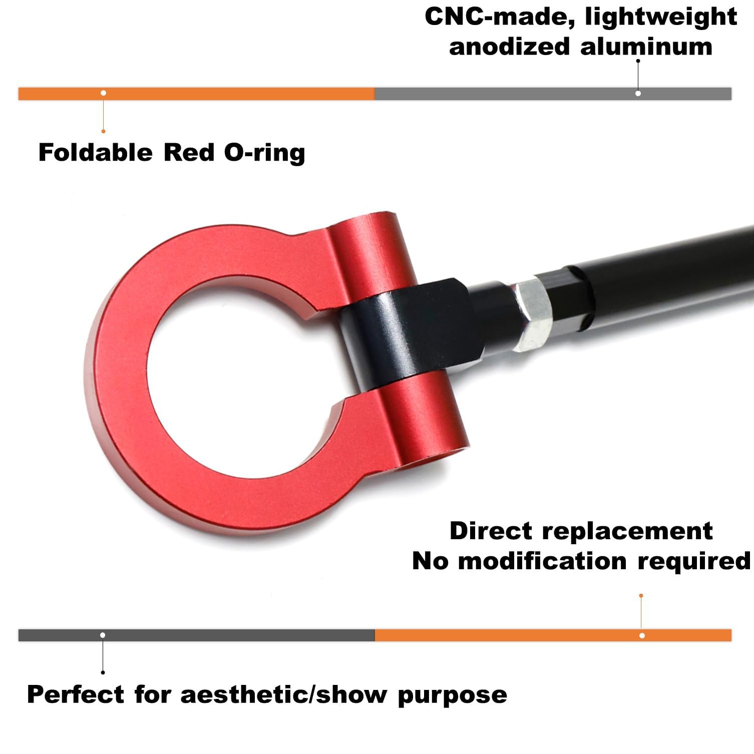 iJDMTOY Red Track Racing Style Tow Hook Ring Compatible with BMW 1 3 5 Series X5 X6 (E36 E39 E46 E90 E92, etc), Compatible with Mini Cooper (R52 R56 R57 R58 R59, etc)