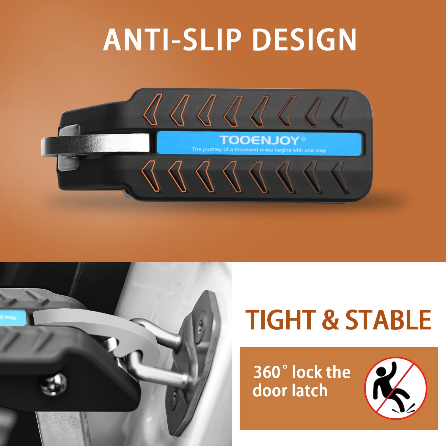 TOOENJOY Adjustable 5 Gear Car Door Latch Step, Heavy Duty Steel, Medium, Dark Grey, 400LBS Max Load, Foldable Pedal Ladder for Roof Rack Access