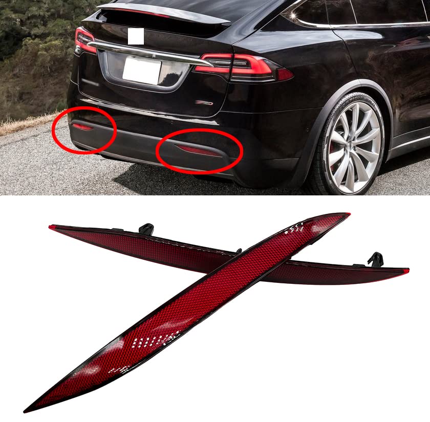 Replacement Tesla Model X Reflector Rear Bumper Red Marker Lights Lens Trim (Left & Right)