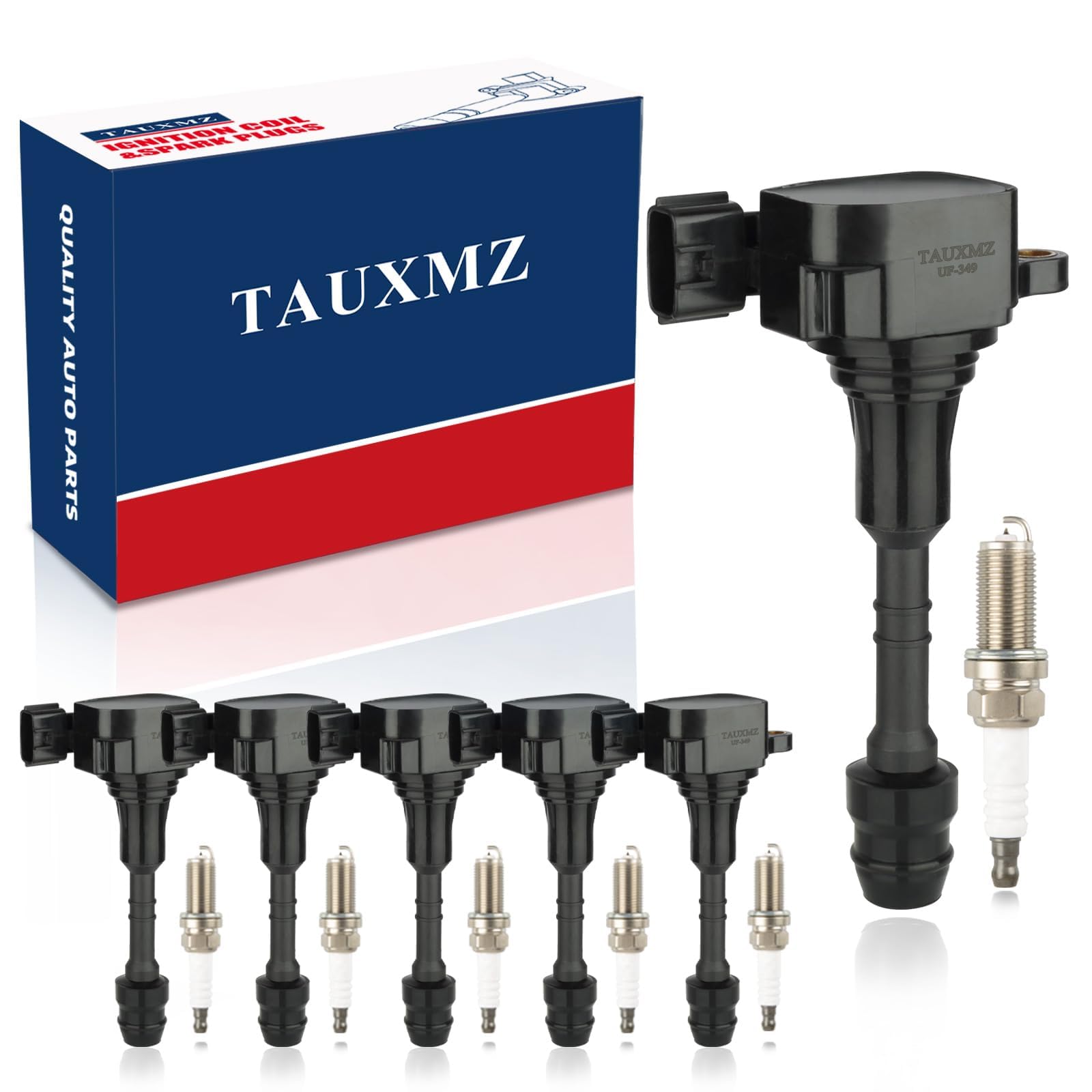 Ignition Coil Pack UF349 and Iridium Spark Plugs 6376 Replacement for Nissan Quest Maxima Altima Frontier Murano Pathfinder Xter
