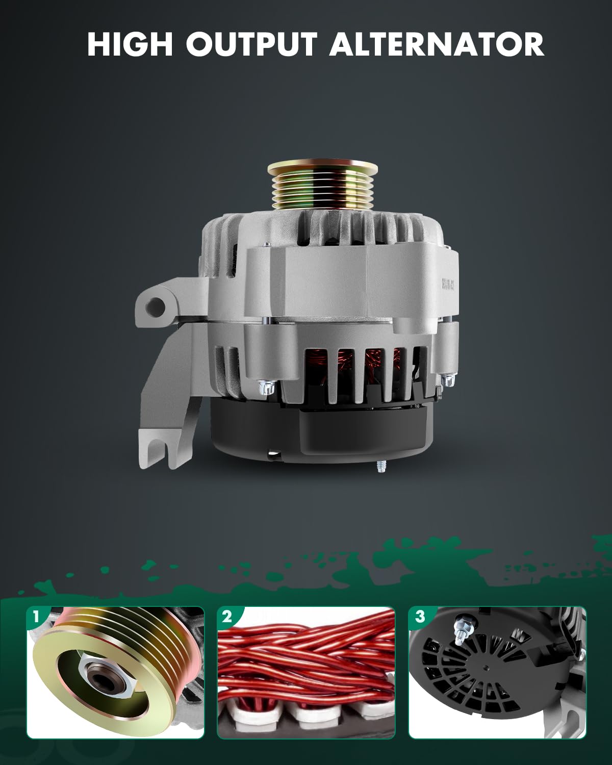 SCITOO Alternator Fits for Buick Regal, for Chevy for Impala, for Monte Carlo V6 3.8L 2002-2004 - 12V 105Amp CW 6-Groove Pulley,