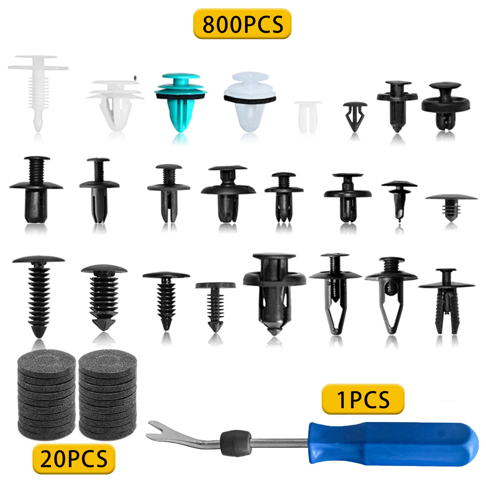 Car Retainer Clips 821Pcs Plastic Fasteners Kit 24 Most Popular Sizes Fender Rivet Clips Auto Push Pin Rivets Kit With 1 Fastene