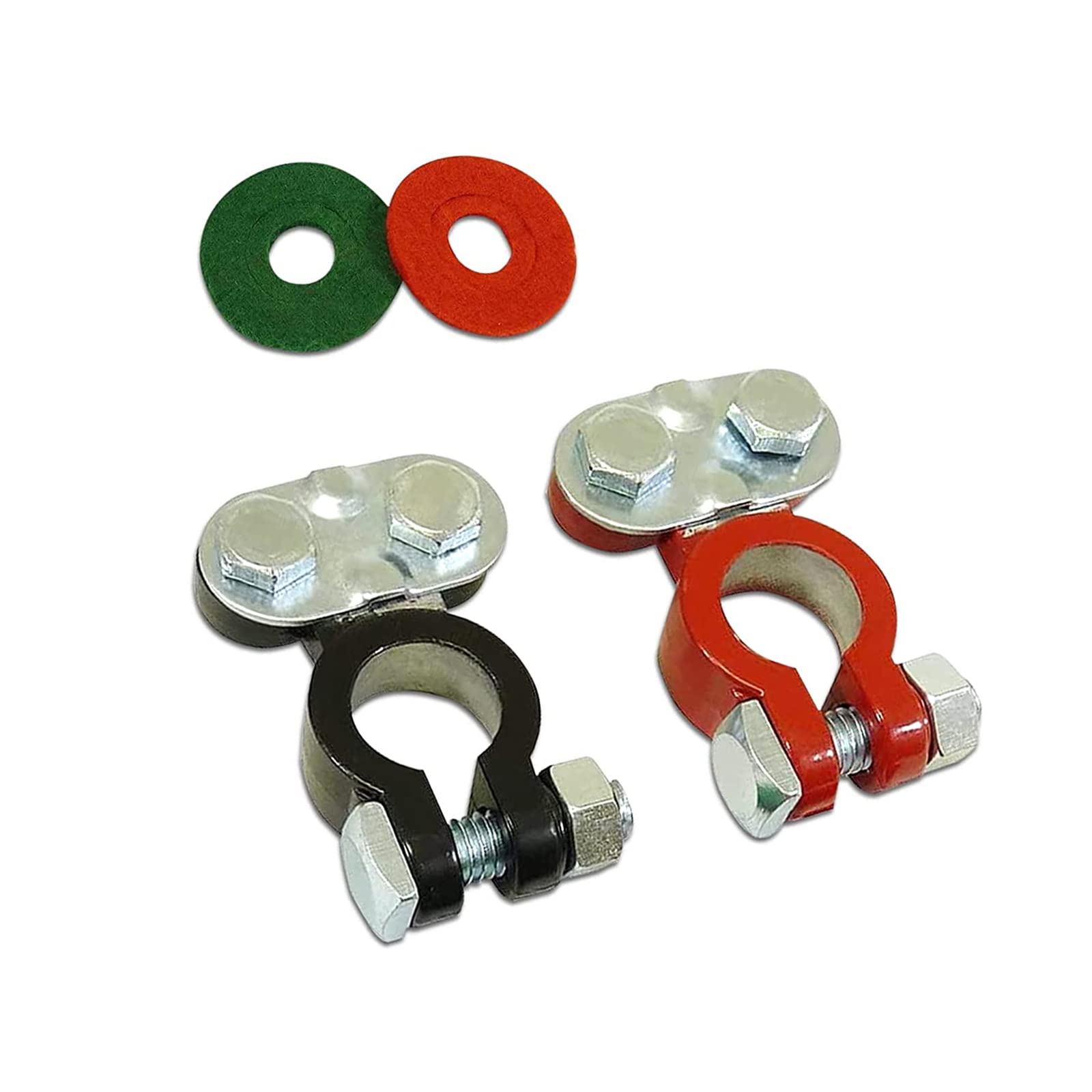 Sodcay 2 Pcs Cable Terminal Clamp Connectors, Cables Terminal Connectors Kit, Fit For Cars, Vans, Trucks (Silver)