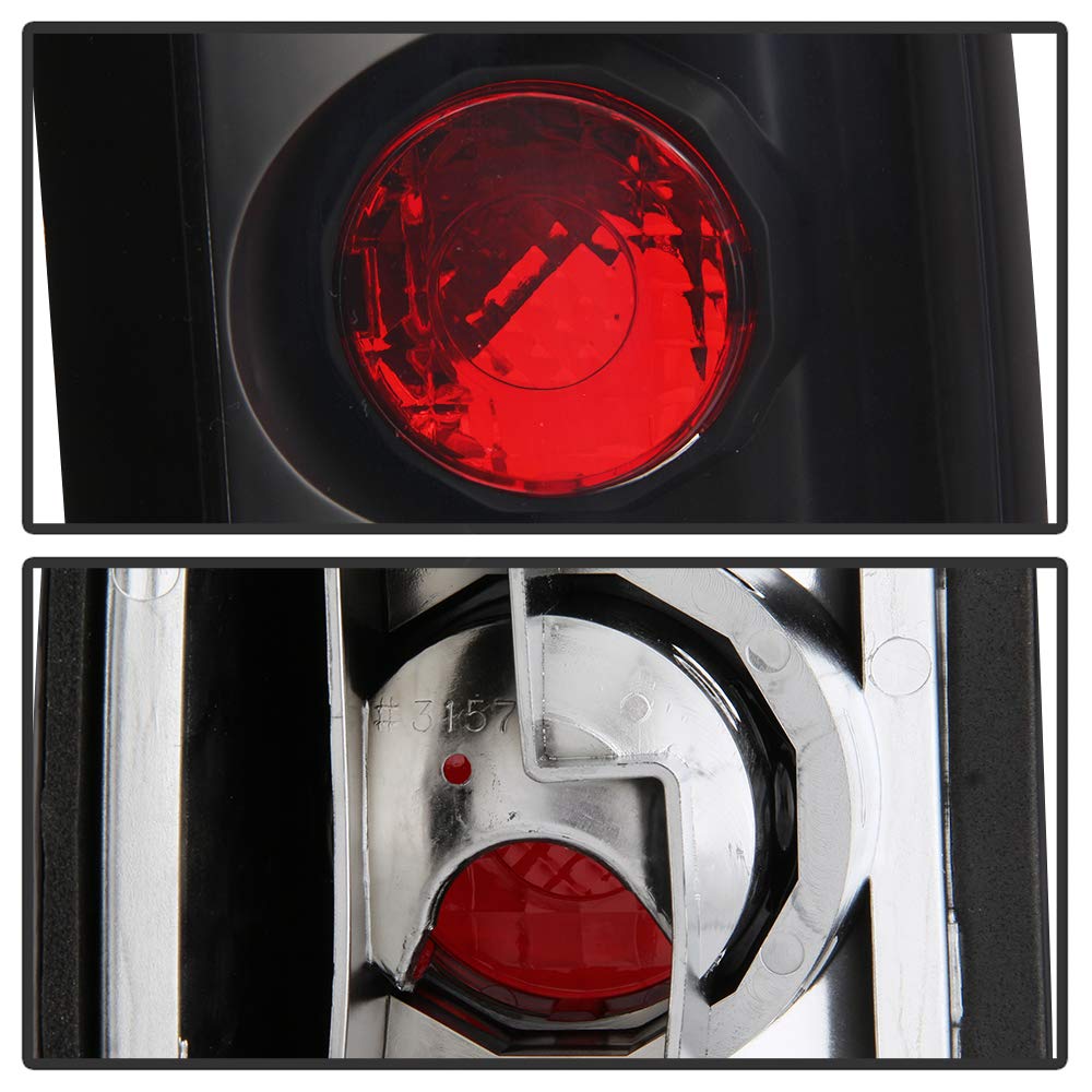 Acanii - For 1988-1998 Chevy Silverado Gmc Sierra C10 Suburban Tahoe Black Tail Lights Brake Lamps Pair Set Left+Right