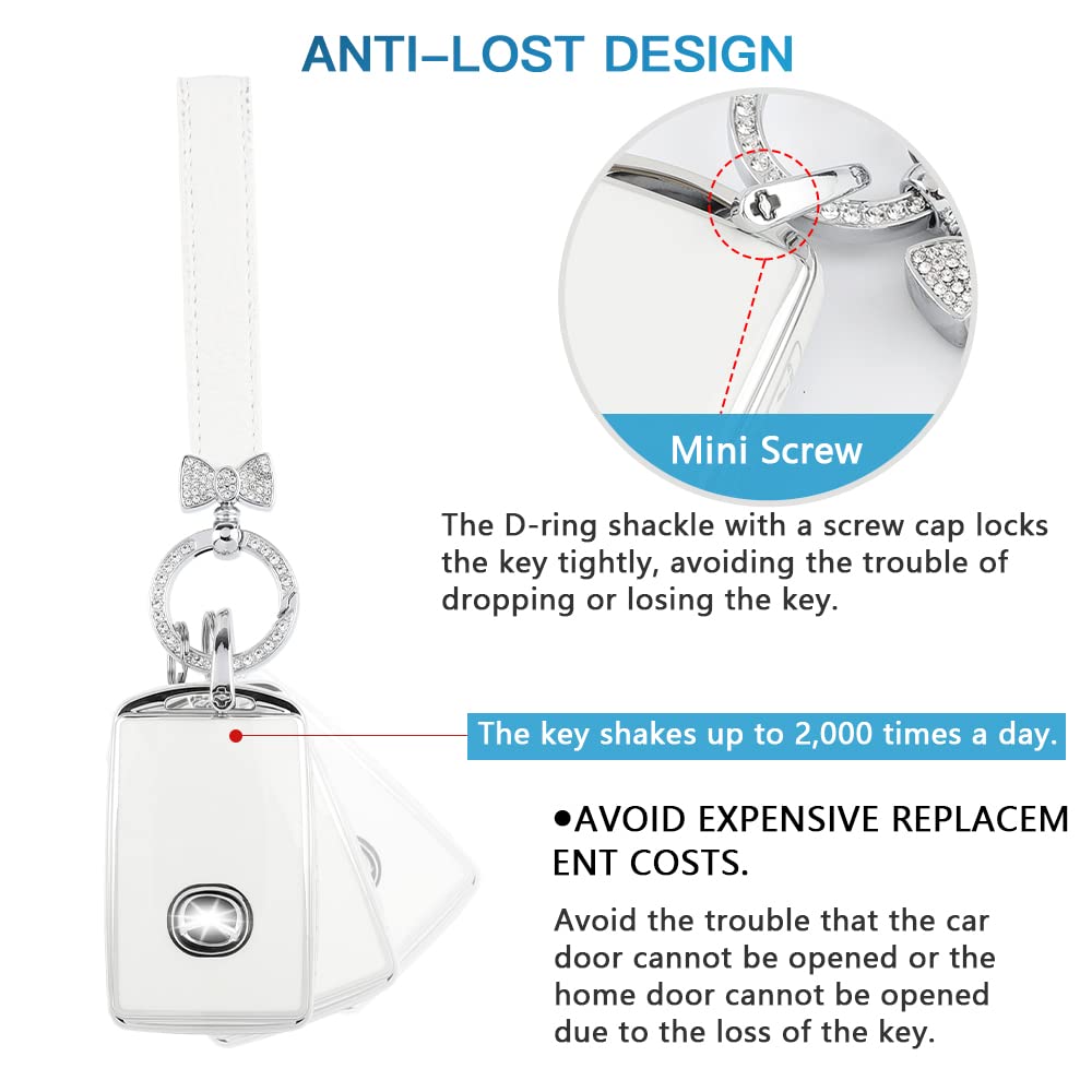 1797 Key Fob Cover For Mazda 3 6 Cx5 Cx9 Cx30 Mx5 Accessories Bling Car Remote Key Chain Case Shell Protector Girly Cute 4 Button White Silver Tpu