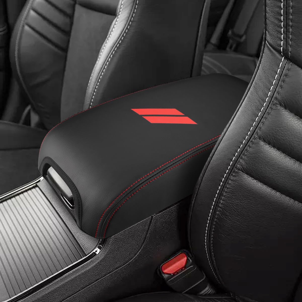 Intget New Upgraded Center Console Cover For Dodge Charger Accessories 2011-2020 2021 2022 2023 For Chrysler 300 2015-2022 Leather Armrest Cover Console Lid Protector Cushion Pad