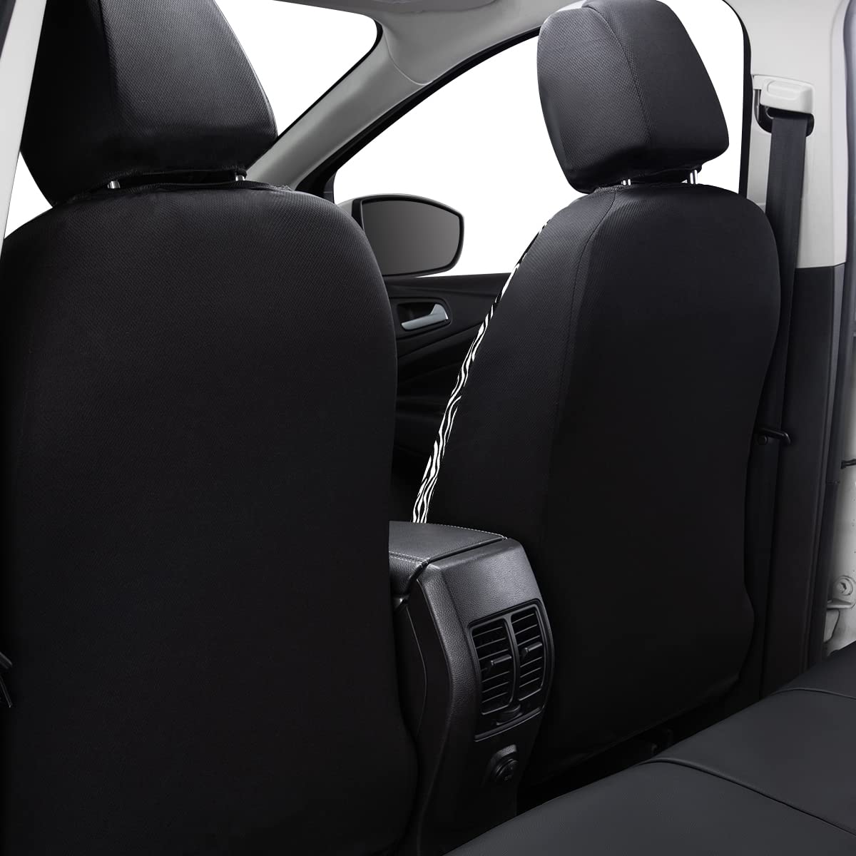 Flying Banner car seat Covers Protects Zebra Printing Faux Leather Carbon Fiber Front Pair Carbon Fibre